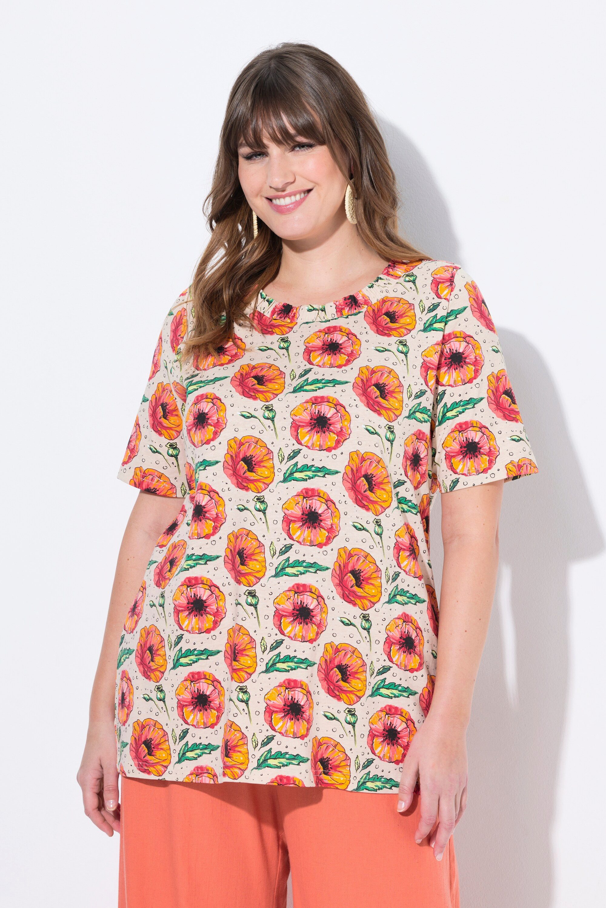Ulla Popken T-Shirt T-Shirt Mohn elastischer günstig online kaufen
