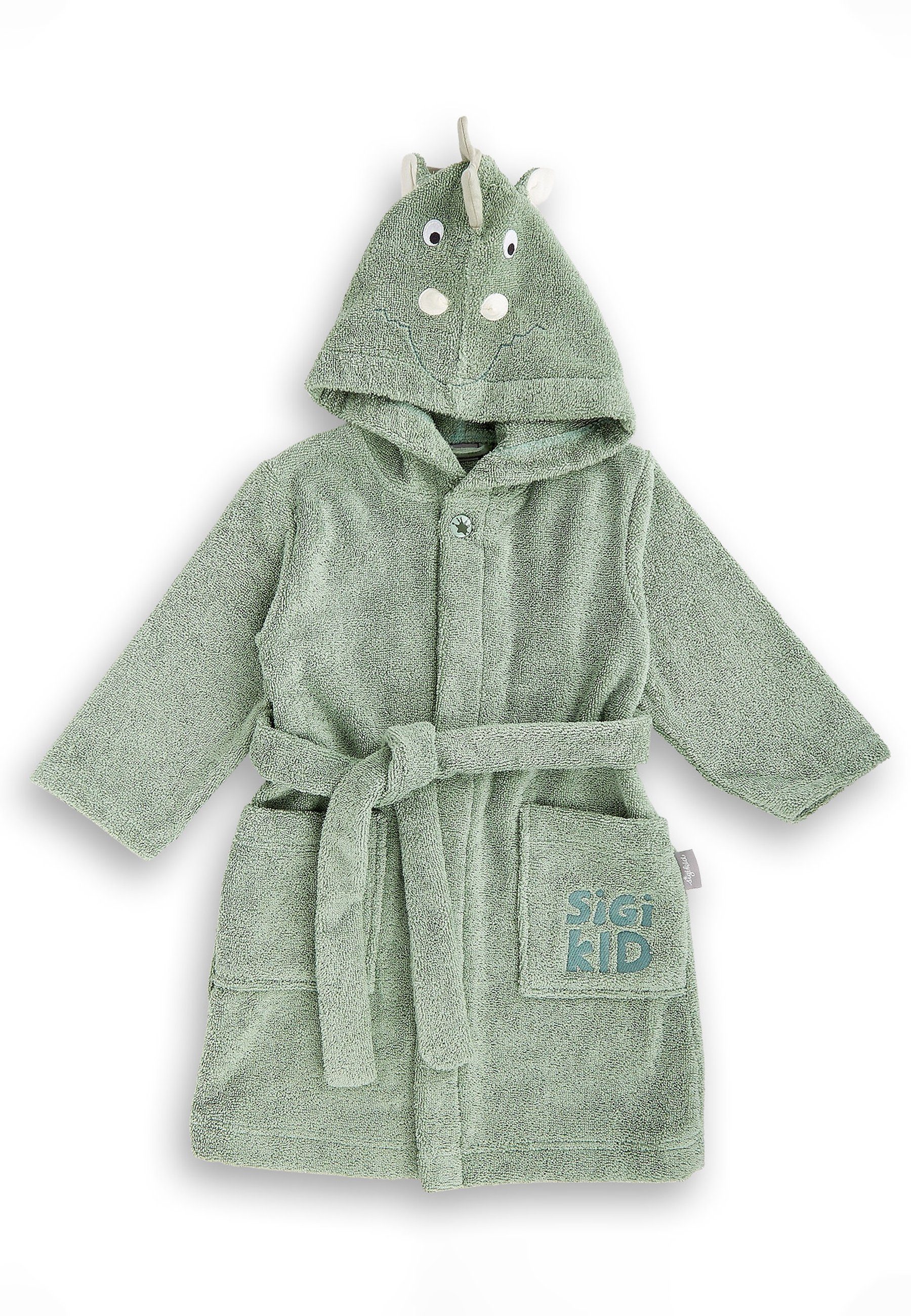 Sigikid Kinderbademantel Kinder Bademantel Bademantel mit Kapuze für Kinder, 100% Baumwolle, Kragenknopf, Bindegürtel seitlich festgenäht