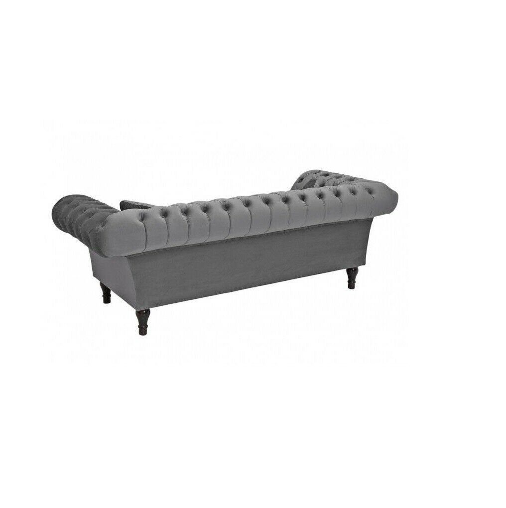 Grauer JVmoebel Neu, Polstermöbel Sofa Couch in Chesterfield Europe Edler 3-Sitzer Dreisitzer Made