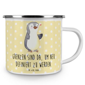 Mr. & Mrs. Panda Becher Pinguin Amputation - Gelb Pastell - Geschenk, Emaille Trinkbecher, Me, Emaille, Ästhetisch & langlebig