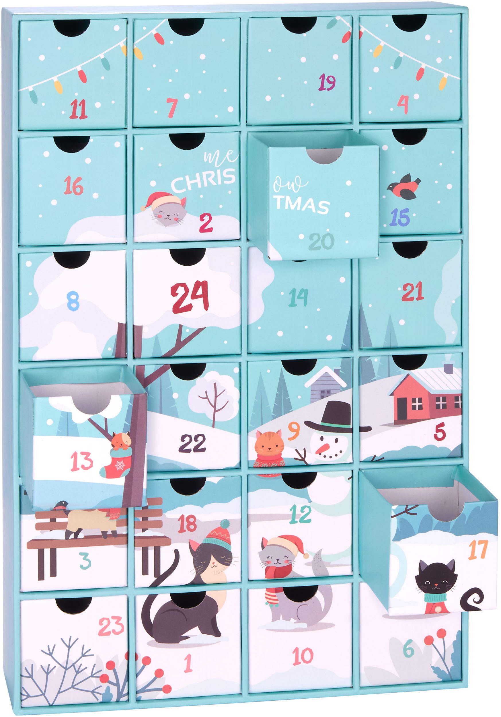 BRUBAKER befüllbarer Adventskalender DIY Weihnachtskalender für Katzen zum Befüllen - Haustier Kalender (mit 24 Türchen, 1-tlg), Kalender für Leckerlis Snacks Süßigkeiten