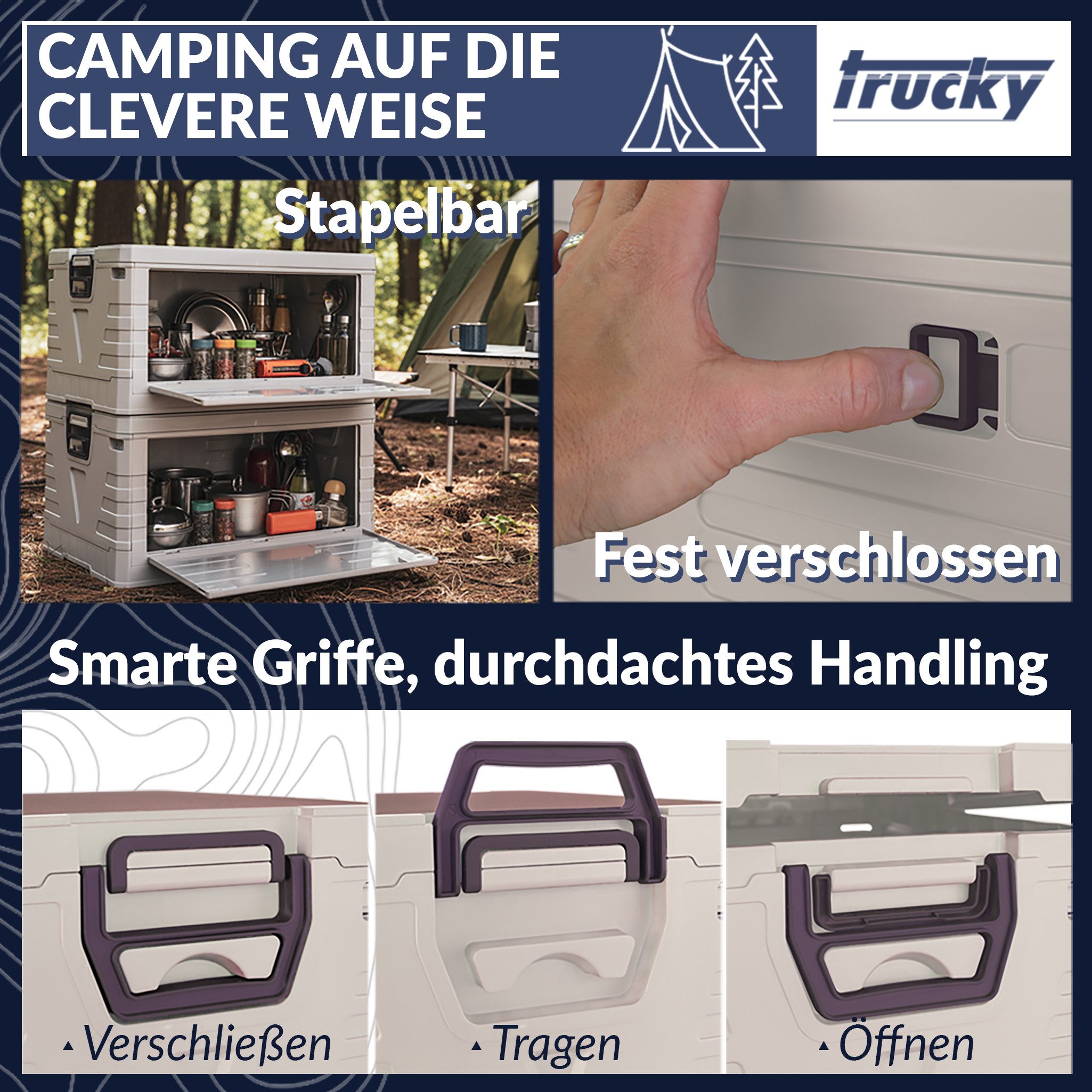 Trucky Faltbox Storage Box Camping Klappbox Klappkiste faltbar Beige Auswahl – Bild 4 von 5
