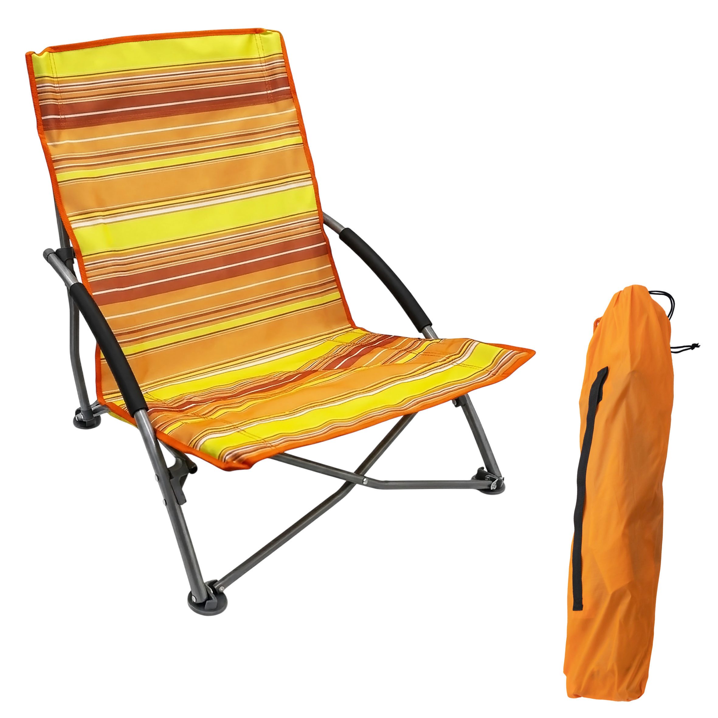 Spetebo Campingstuhl 1x Strandstuhl orange mit Tragetasche 600D Oxford (Stück, 1 St), Garten Camping Stuhl mit Tragetasche