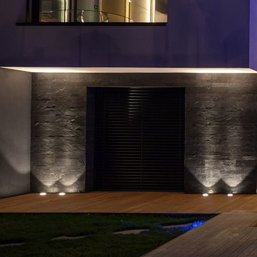 etc-shop LED Einbaustrahler, Leuchtmittel nicht inklusive, 2x Außen Einbau Leuchten Boden Terrassen Strahler Edelstahl Glas