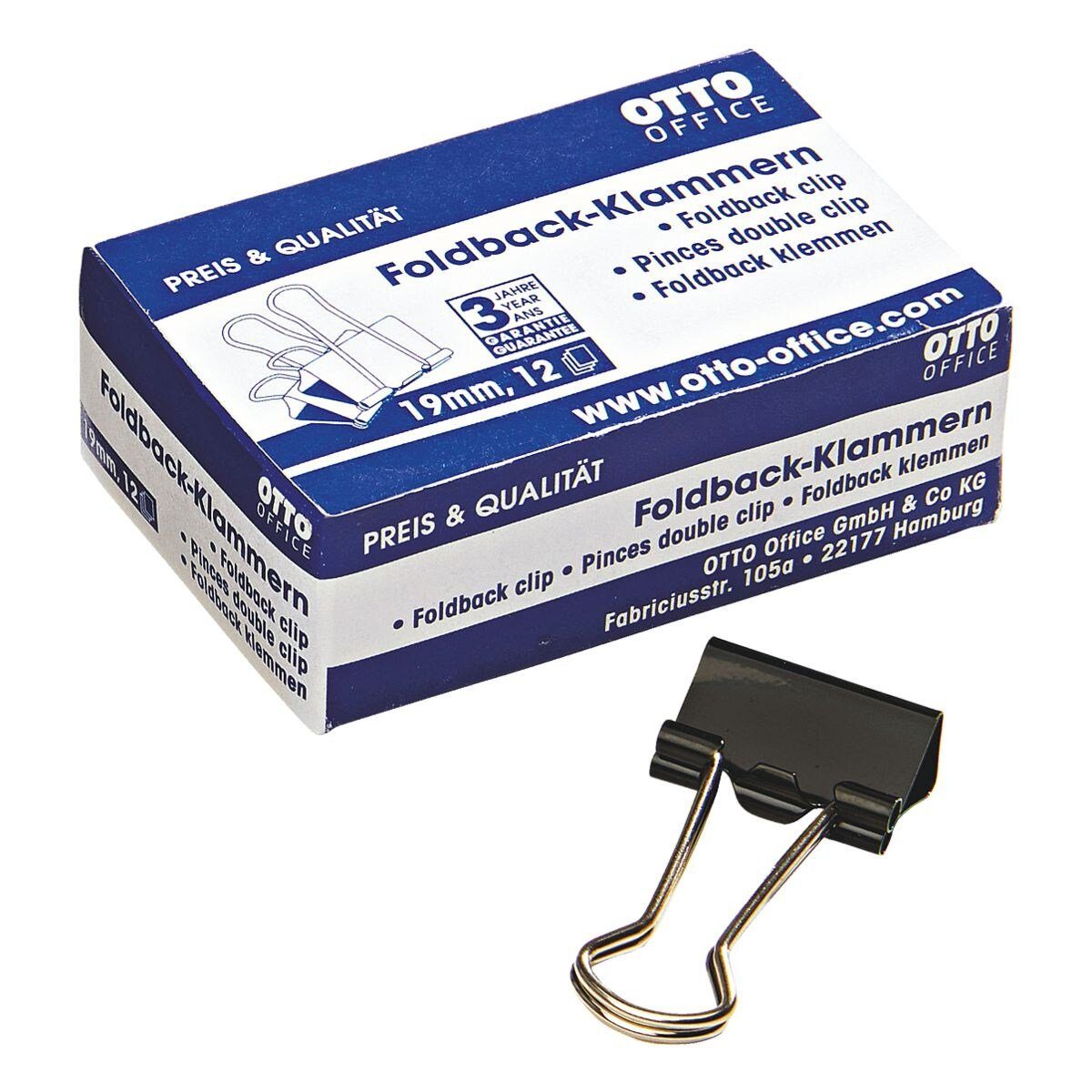 Otto Office Büroklammer, Klemmbreite 19 mm / Klemmstärke 7 mm, 12 Stück
