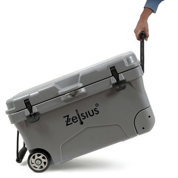 Zelsius Kühlbox Kühlbox grau 50 Liter mit Räder, Cooling Box für Auto Camping, 50 l, mit Rädern