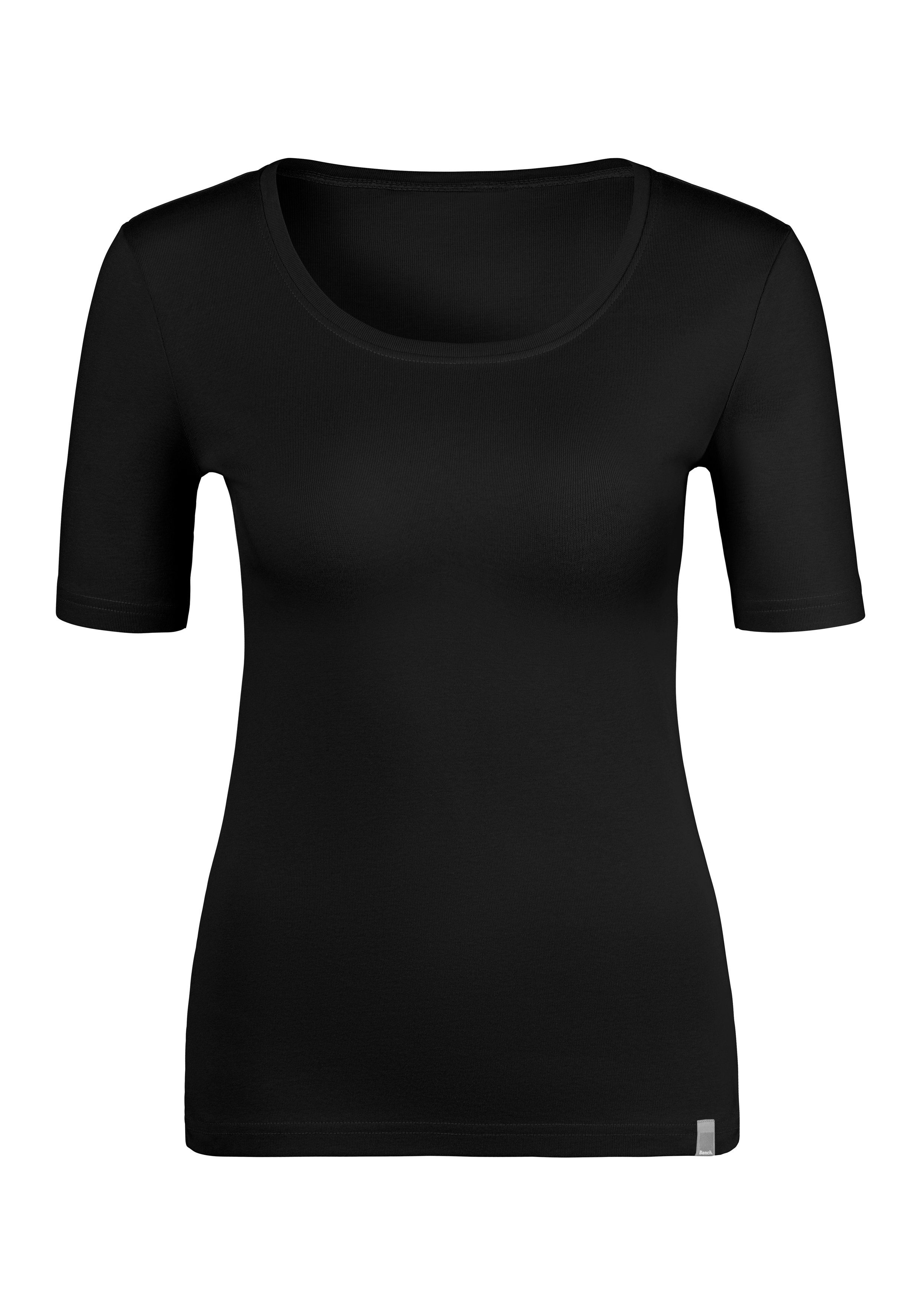 schwarz (2er-Pack) weicher T-Shirt Unterziehshirt Feinripp-Qualität, rose, Bench. aus