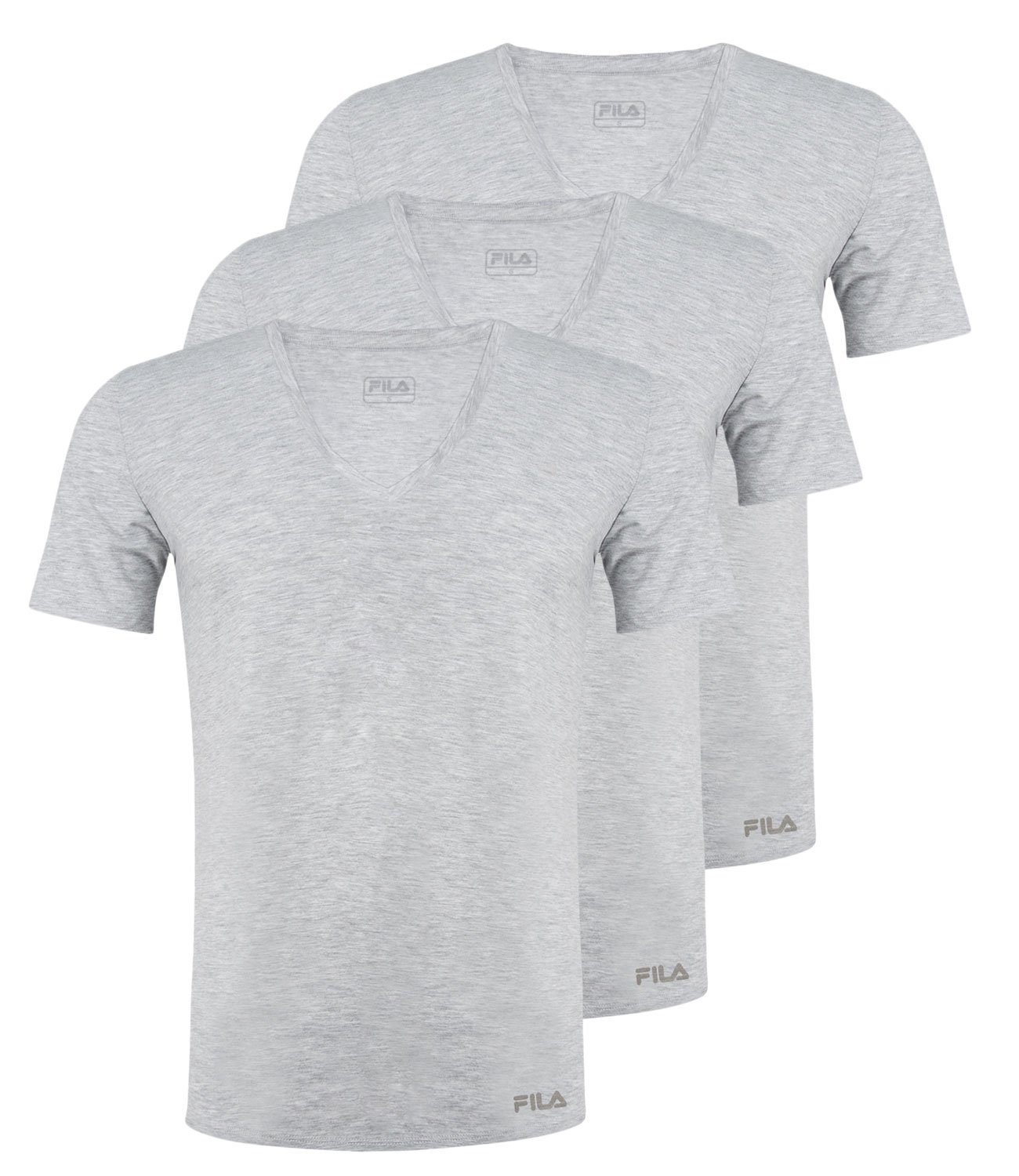 Fila T-Shirt 3er Pack V-Neck Baumwolljersey aus grey 400 weichem