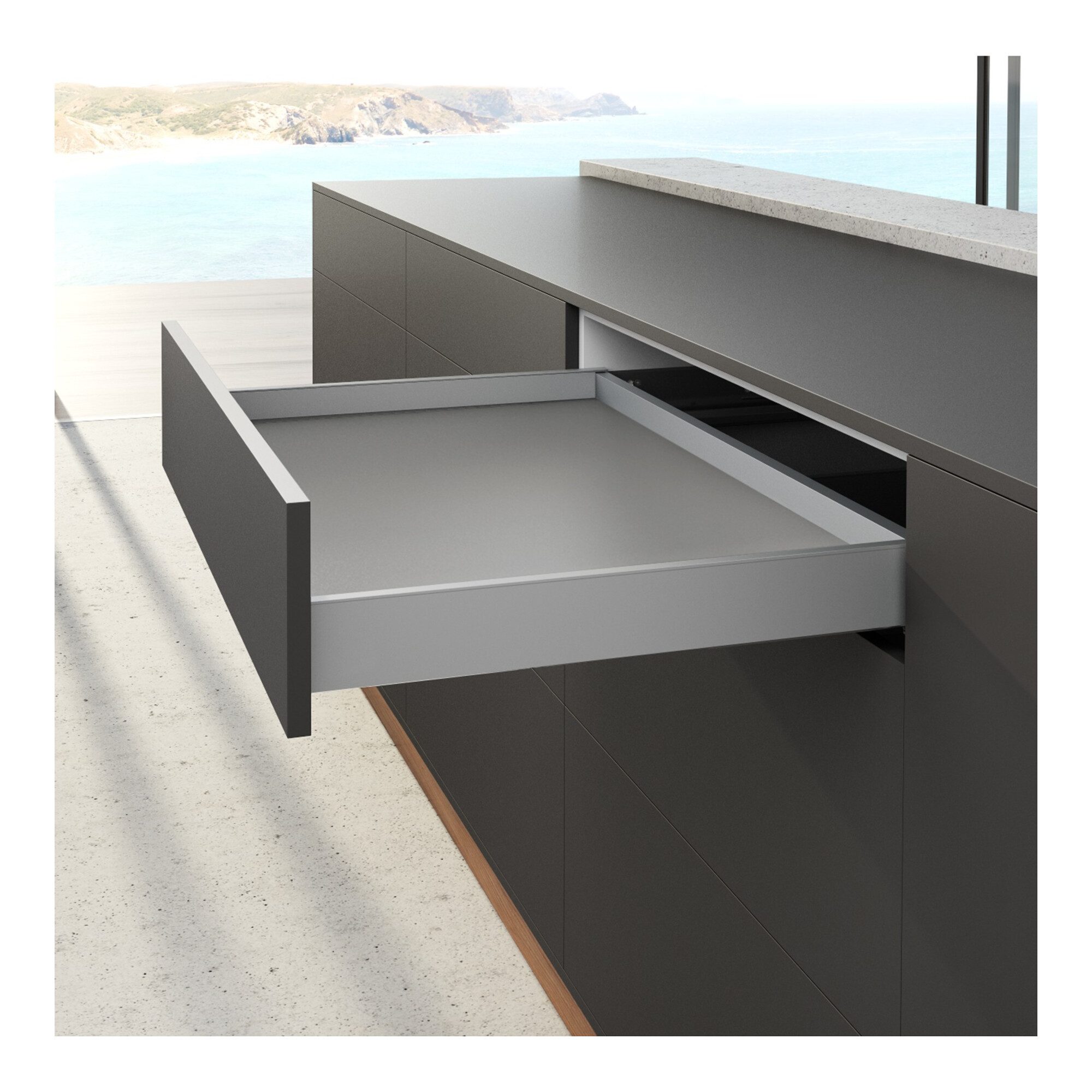 Hettich Teleskop-Vollauszug Hettich Zarge AvanTech YOU Set, Höhe 77 mm, NL 550 mm, silber, links u