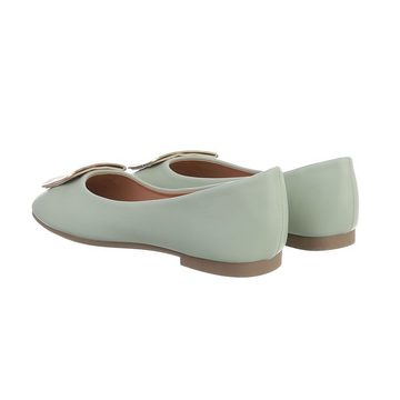 Ital-Design Damen Schlupfschuhe Freizeit Ballerina Keilabsatz/Wedge Klassische Ballerinas in Hellgrün