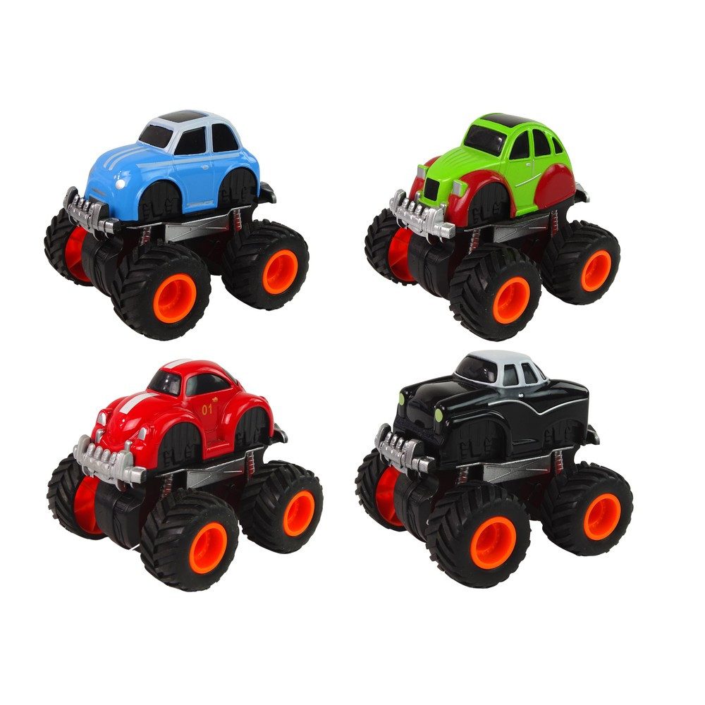LEAN TOYS Spielzeug-Auto Monstertruck Modellauto Rückziehauto, (Spar-Set, 1-tlg), Rückziehmotor, Metallkarosserie, große Geländeräder