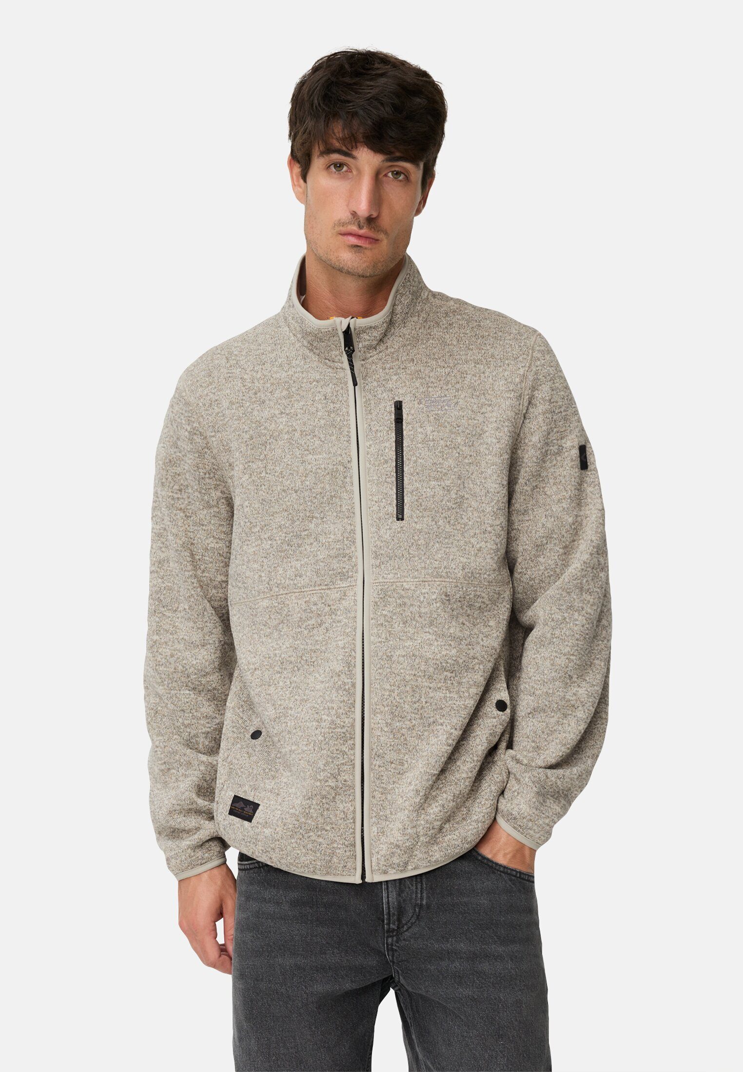 camel active Strickjacke mit Stehkragen Langarm Stehkragen