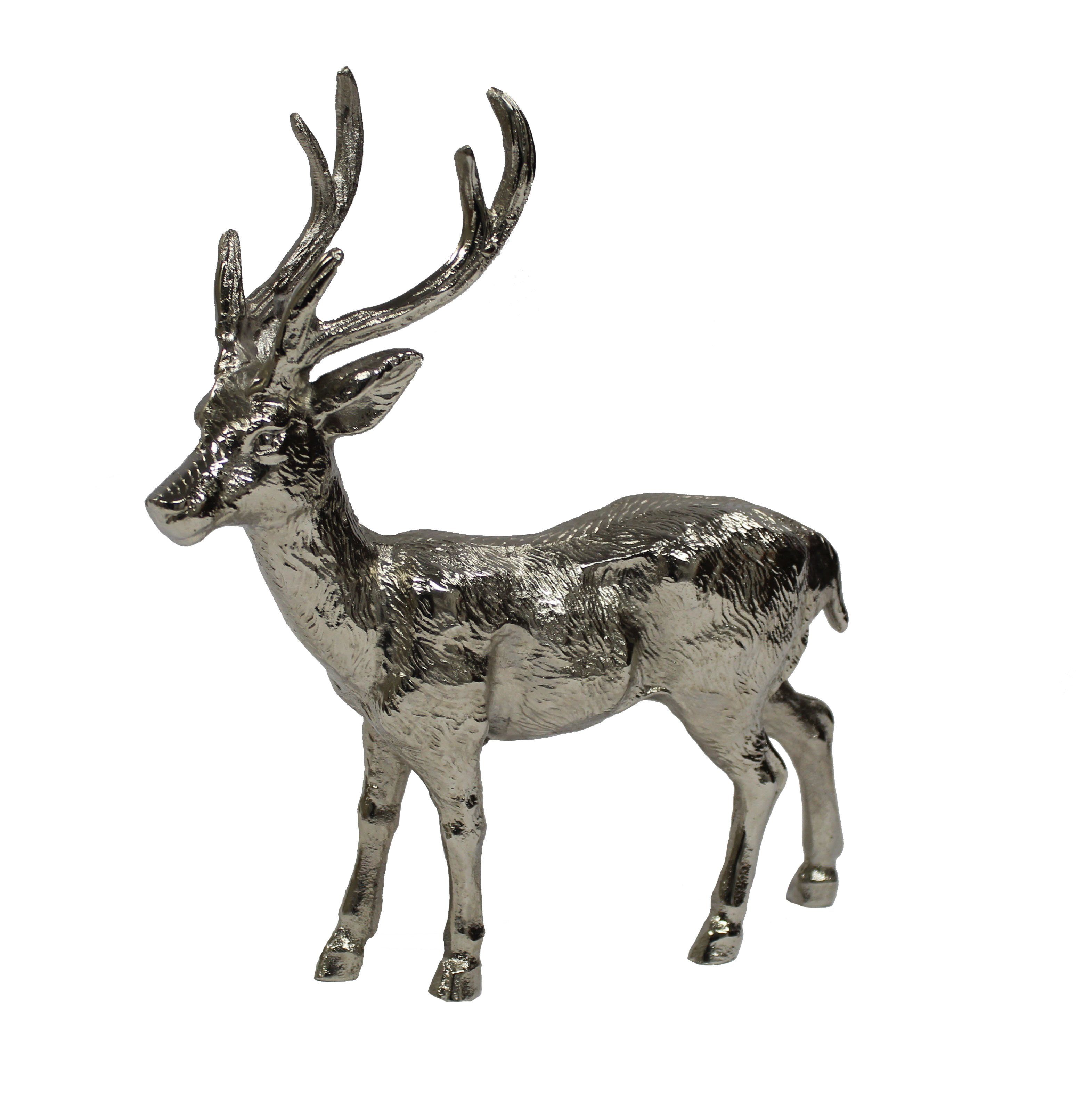 Wurm Weihnachtsfigur XL Hirsch aus Metall silber 33 cm breit x 35 cm hoch x 9 cm tief