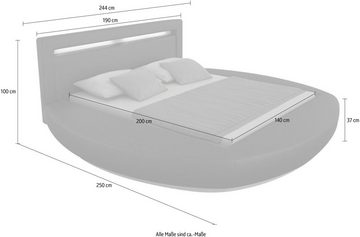 SalesFever Rundbett, mit LED-Beleuchtung im Kopfteil, Design Bett in Kunstleder, Rundbett