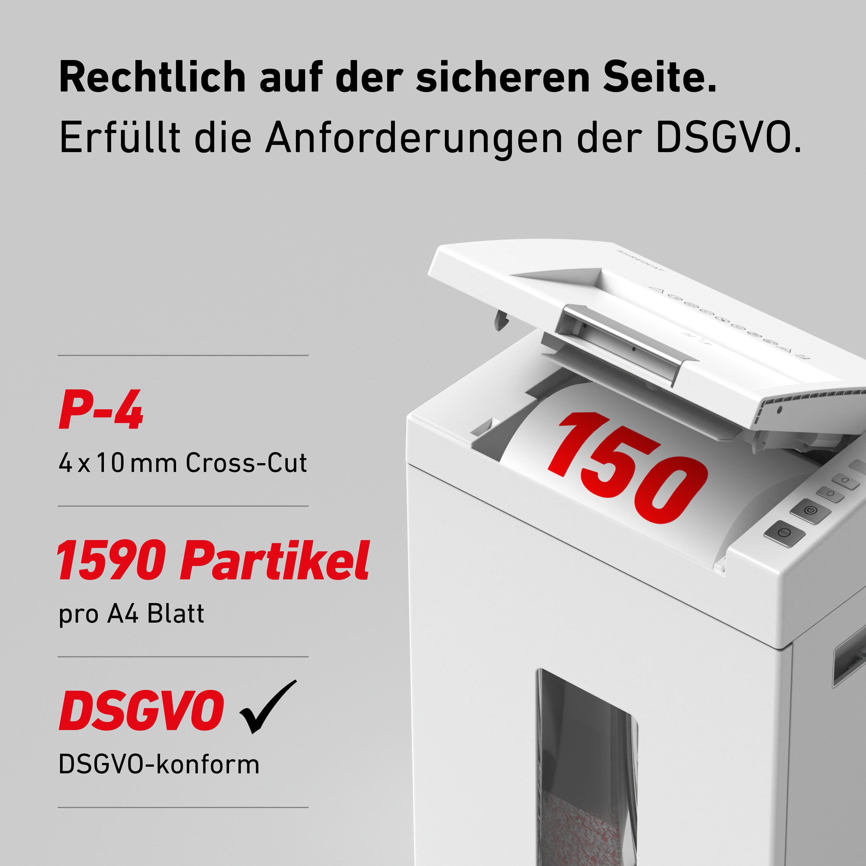 IDEAL Aktenvernichter Autofeed IDEAL Shredcat 8291 CC, 4 x 10 mm Partikelschnitt, Sicherheitsstufe P-4, 150 Blatt Autofeed, 21 l Volumen, DSGVO-sicher