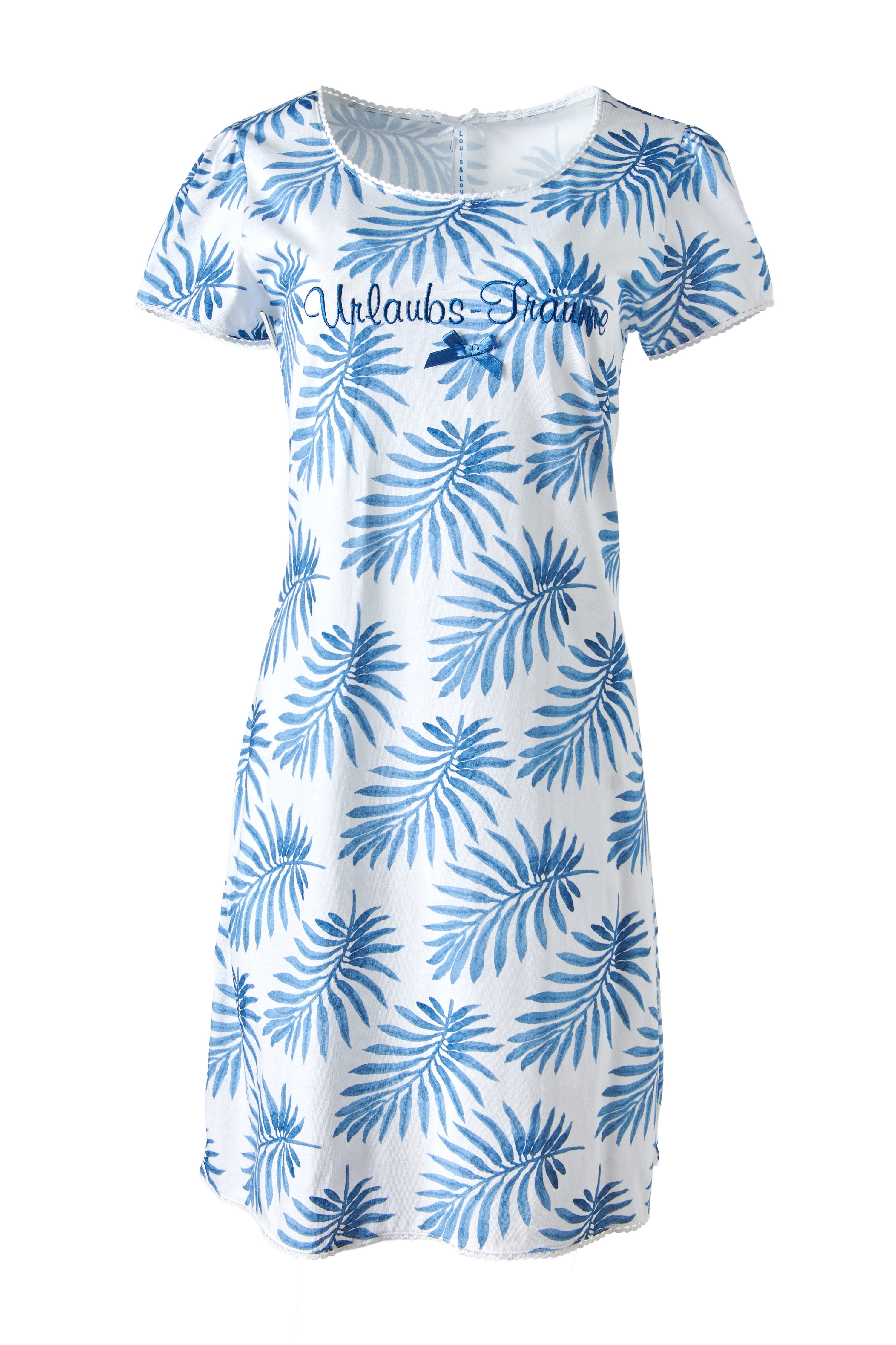 Louis & Louisa Nachthemd Nachtkleid "Urlaubsträume" blau allover