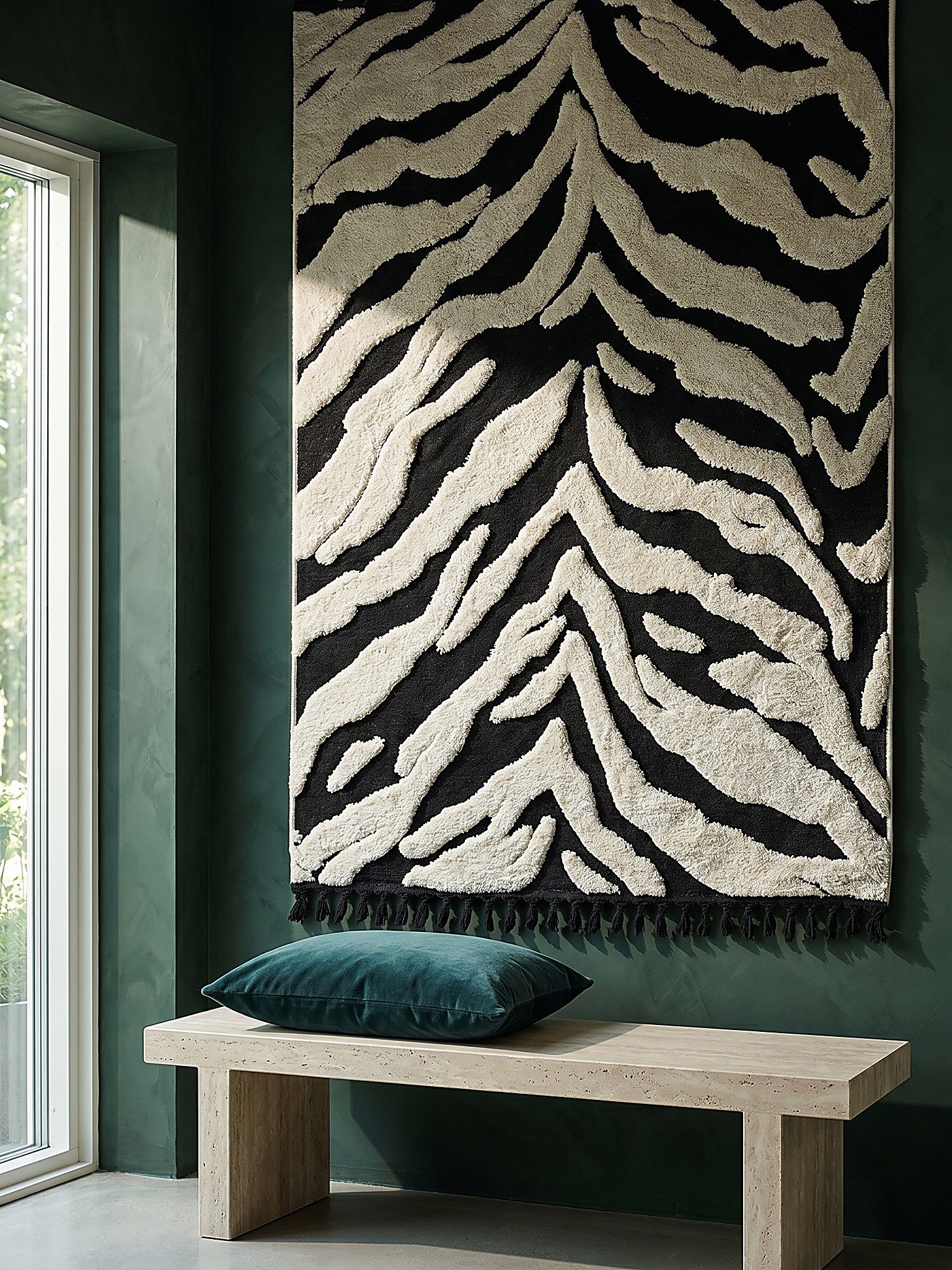 KADIMA DESIGN Teppich MARA Teppich Schlafzimmer flauschig Tiermotiv Zebra 200x300 Monochrom, Rechteckig, Höhe: 24 mm, 100 % Polyester, fußwarm, Wohnzimmer, Boho, farbecht, kuschelig