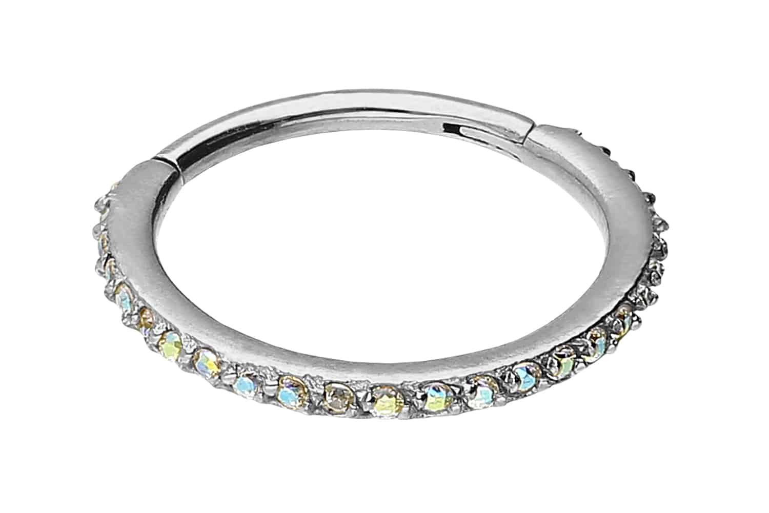 Produktbild von PIERCINGLINE Piercing-Set Chirurgenstahl Segmentring Clicker 2 RINGE Plus Eingefasste Kristalle Clicker 1 Stk S06d503u