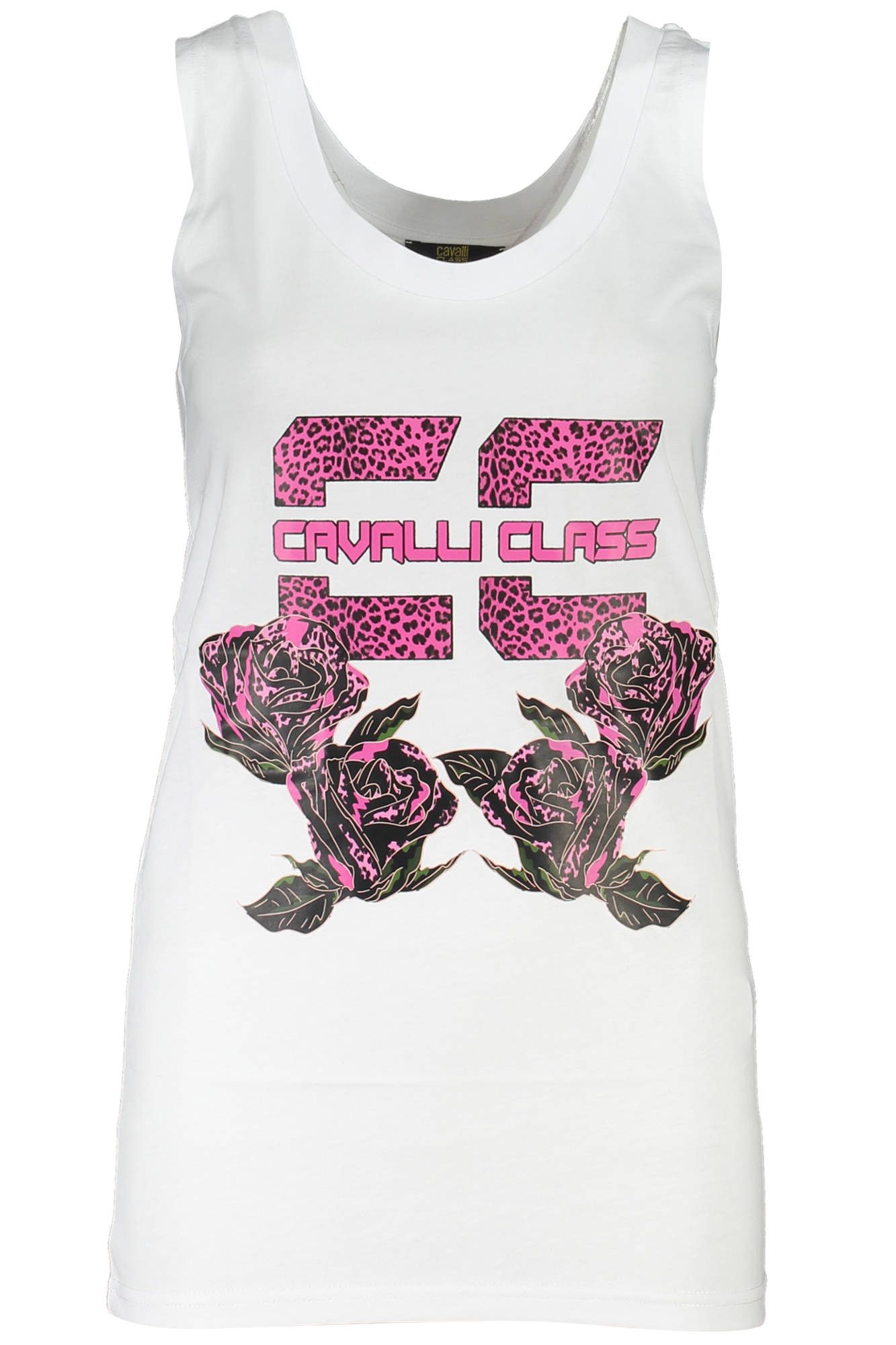 Cavalli Class T-Shirt Elegantes Damen Tanktop in Weiß mit