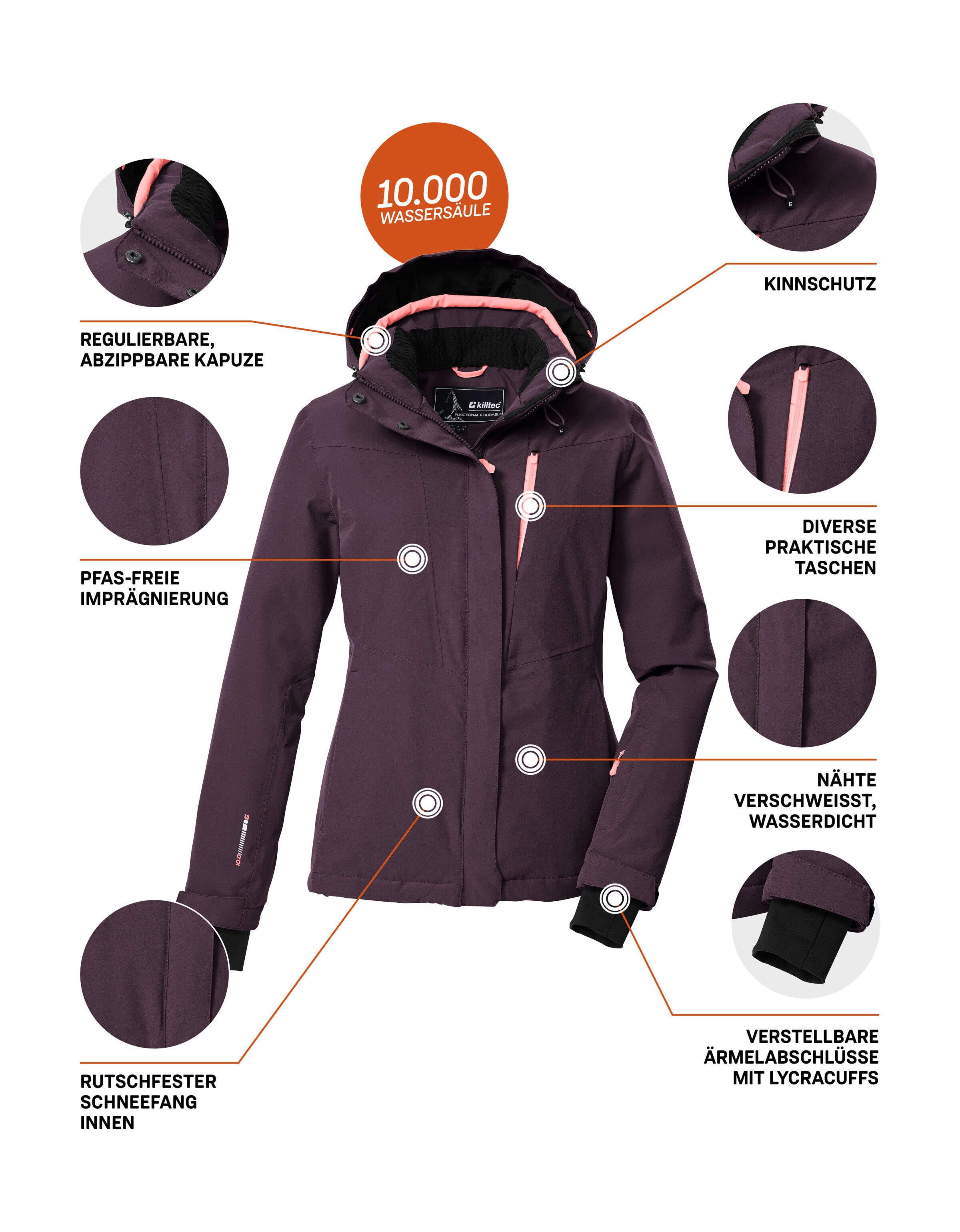 Killtec Skijacke KSW 25 WMN SKI JCKT Atmungsaktive, wasserdichte Skijacke mit abnehmbarer Kapuze – Bild 5 von 5