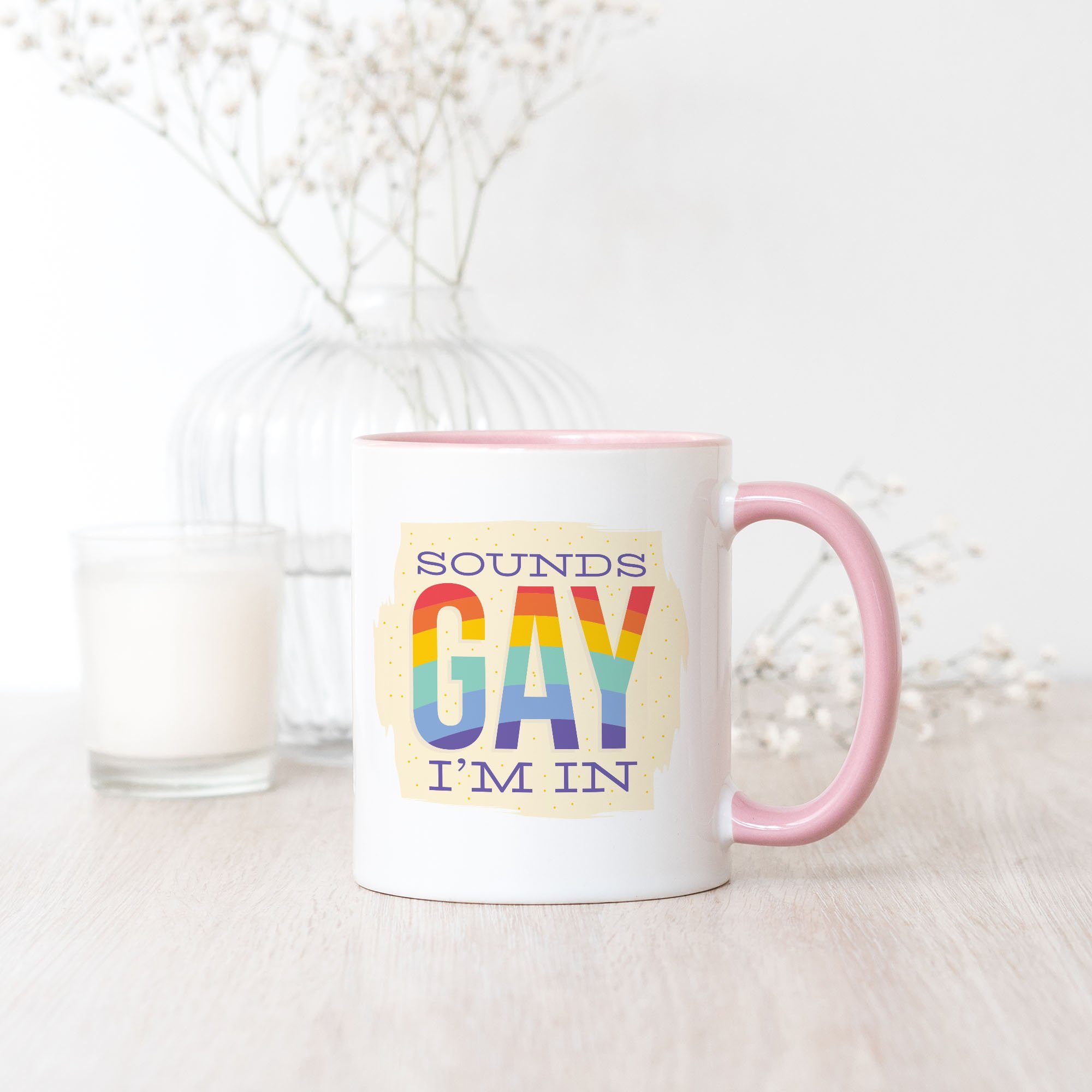 Pride Sounds LGBTQ Rainbow I'm CSD Tasse Queer Hey!Print Gay Lustig Gay Rosa LGBT Pride Tasse Homosexuell Week, In Keramik