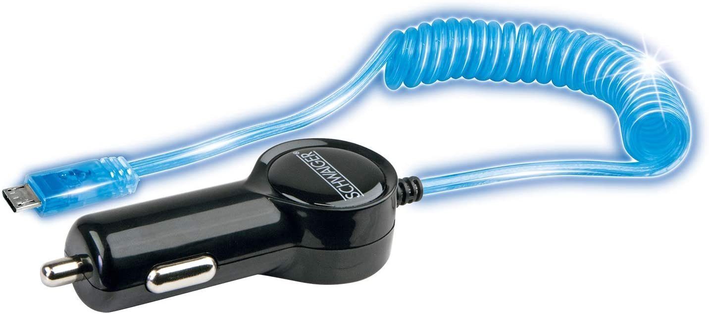 COFI 1453 KFZ Micro-ISB leuchtender Spiralkabel LKKM40R 533 transparent Smartphone-Ladegerät