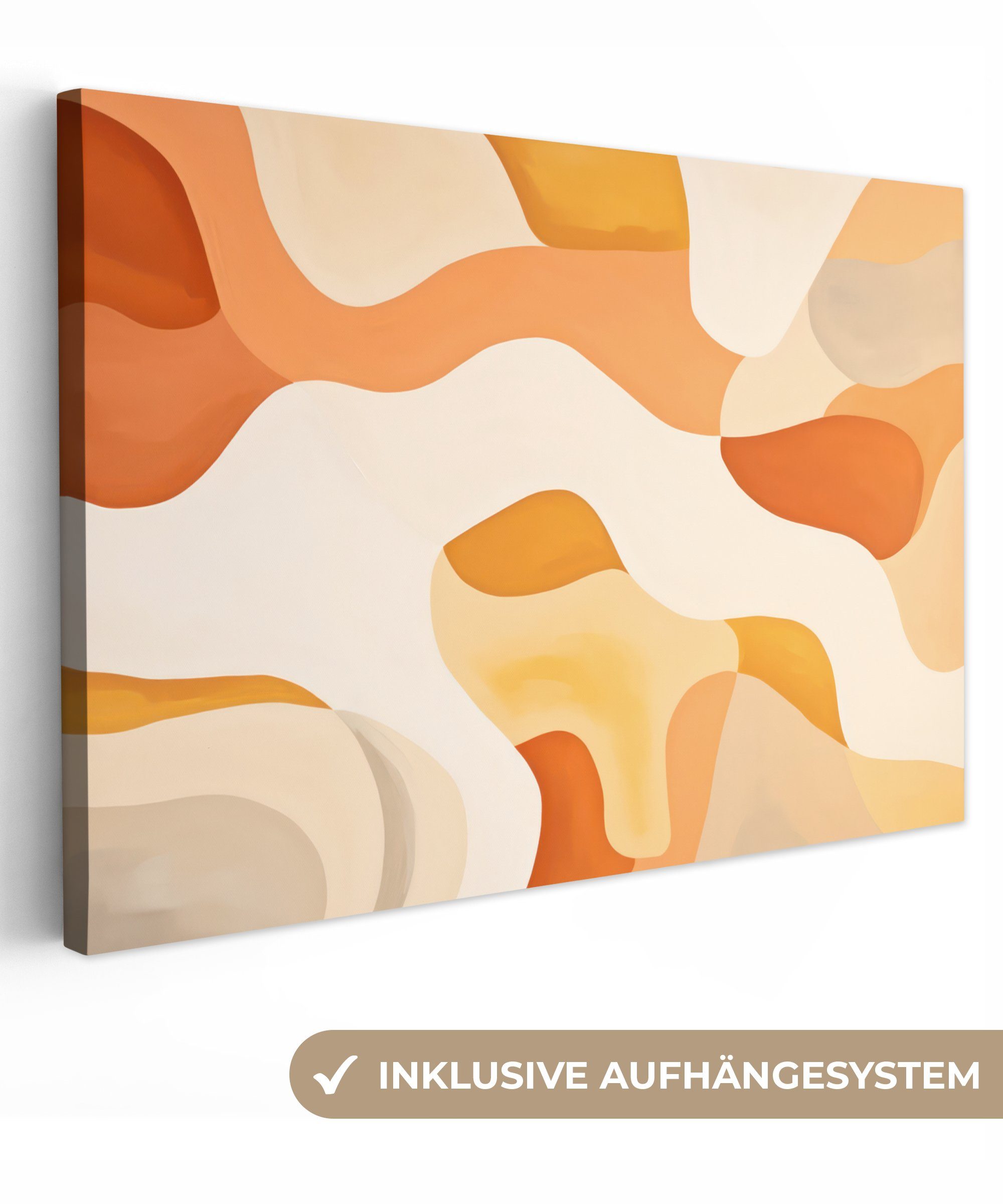 OneMillionCanvasses® Leinwandbild Orange - Abstrakt - Kunst, (1 St), Wandbild Leinwandbilder, Aufhängefertig, Wanddeko, 30x20 cm