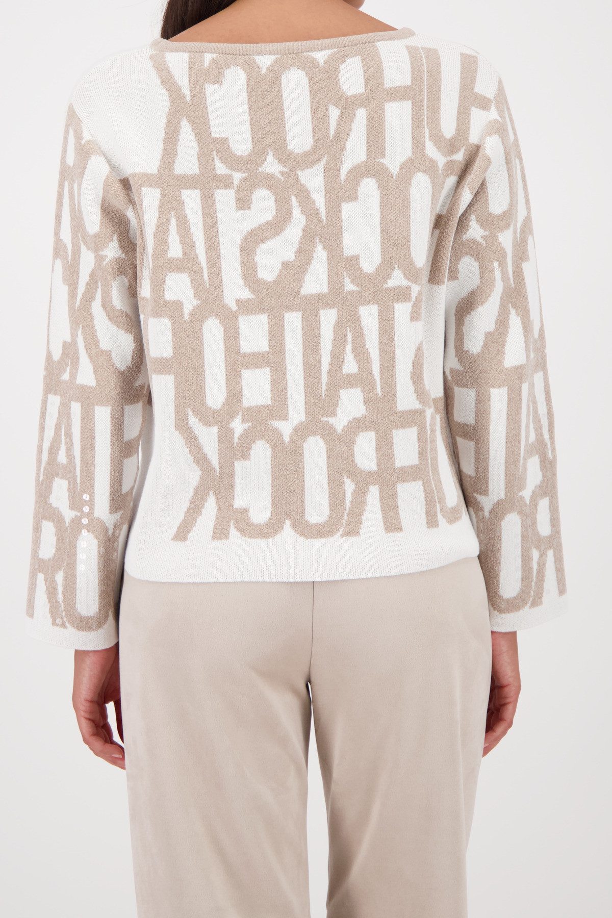 Monari Strickpullover Pullover Schrift Regular fit mit Rundhalsausschnitt