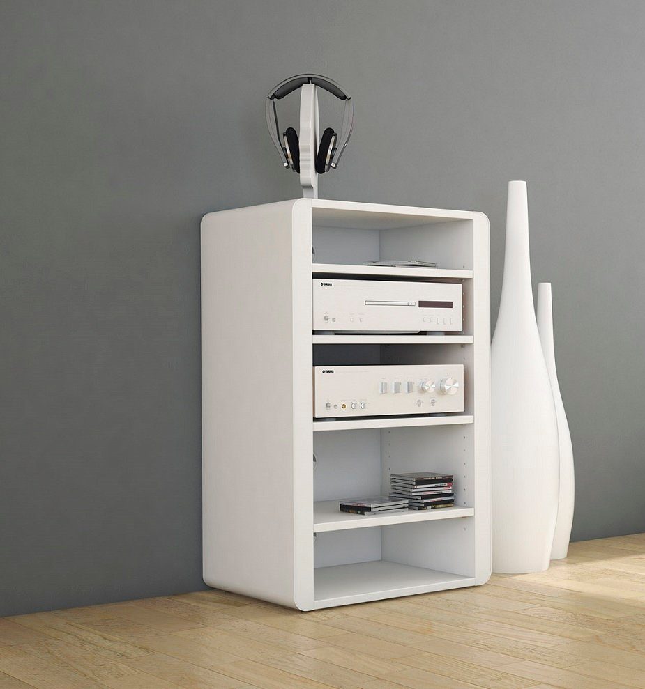 1-tlg., Holzböden HiFi-Möbel TV-Regal Schnepel mit Schnepel HiFi-Möbel breit ELF-H60, Stahlseiten Seitenteile: Weiß aus 600mm