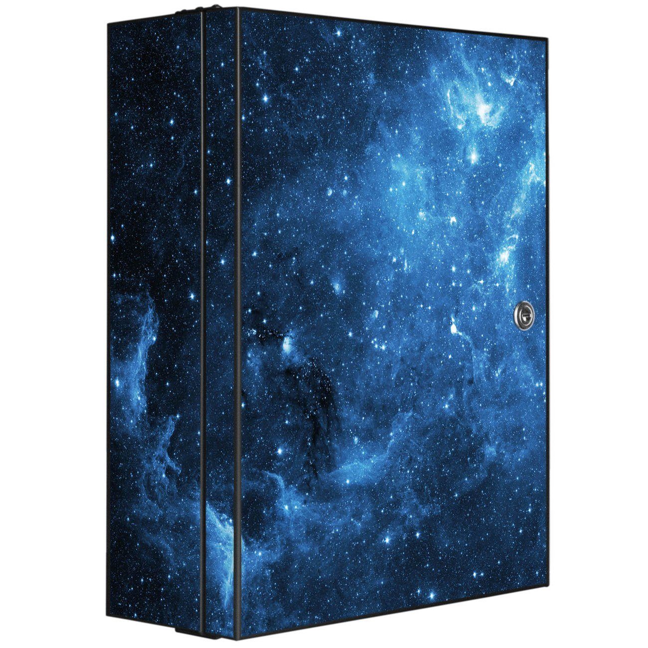 banjado Medizinschrank Stahl Universum (abschließbar, 3 große und 2 kleine Fächer) 35 x 46 x 15cm schwarz