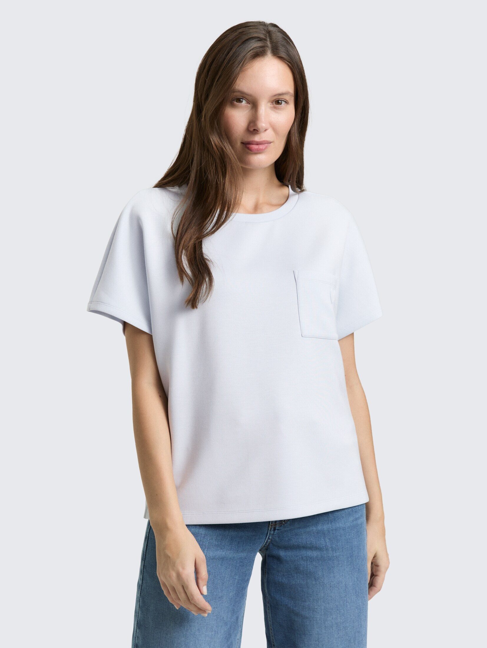 TOM TAILOR T-Shirt T-Shirt Loose Fit Scuba T-Shirt mit Brusttasche