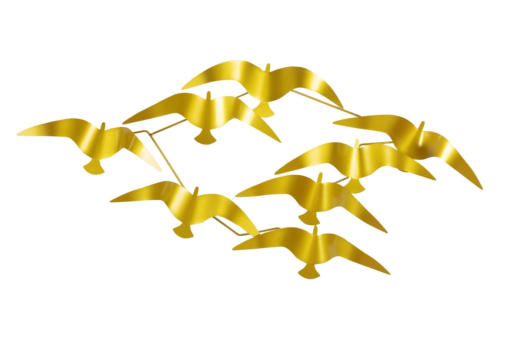 KUNSTLOFT Wanddekoobjekt Apollons Sonnenvögel 121x53x6 cm, handgefertigte Wanddeko Metall