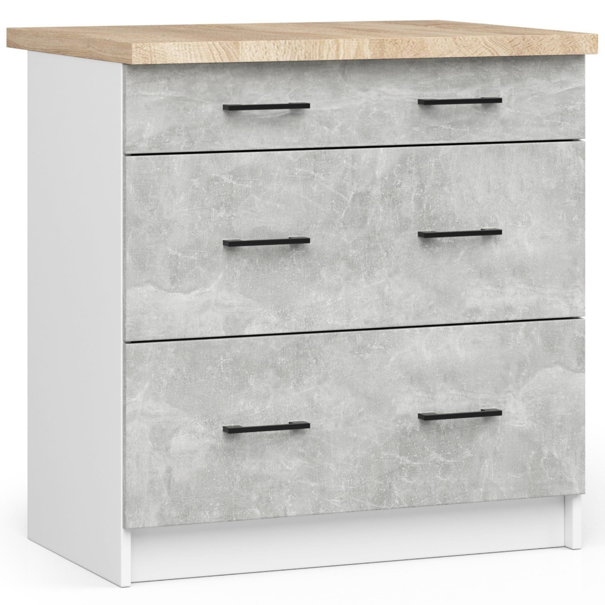 Raumhirsch Furniture Unterschrank Moderner Küchenunterschrank - 3 Schubladen - Küchenmodul (viele Farbvarianten, Maße 60 x 80 x 46 cm) - Hochwertig & stabil