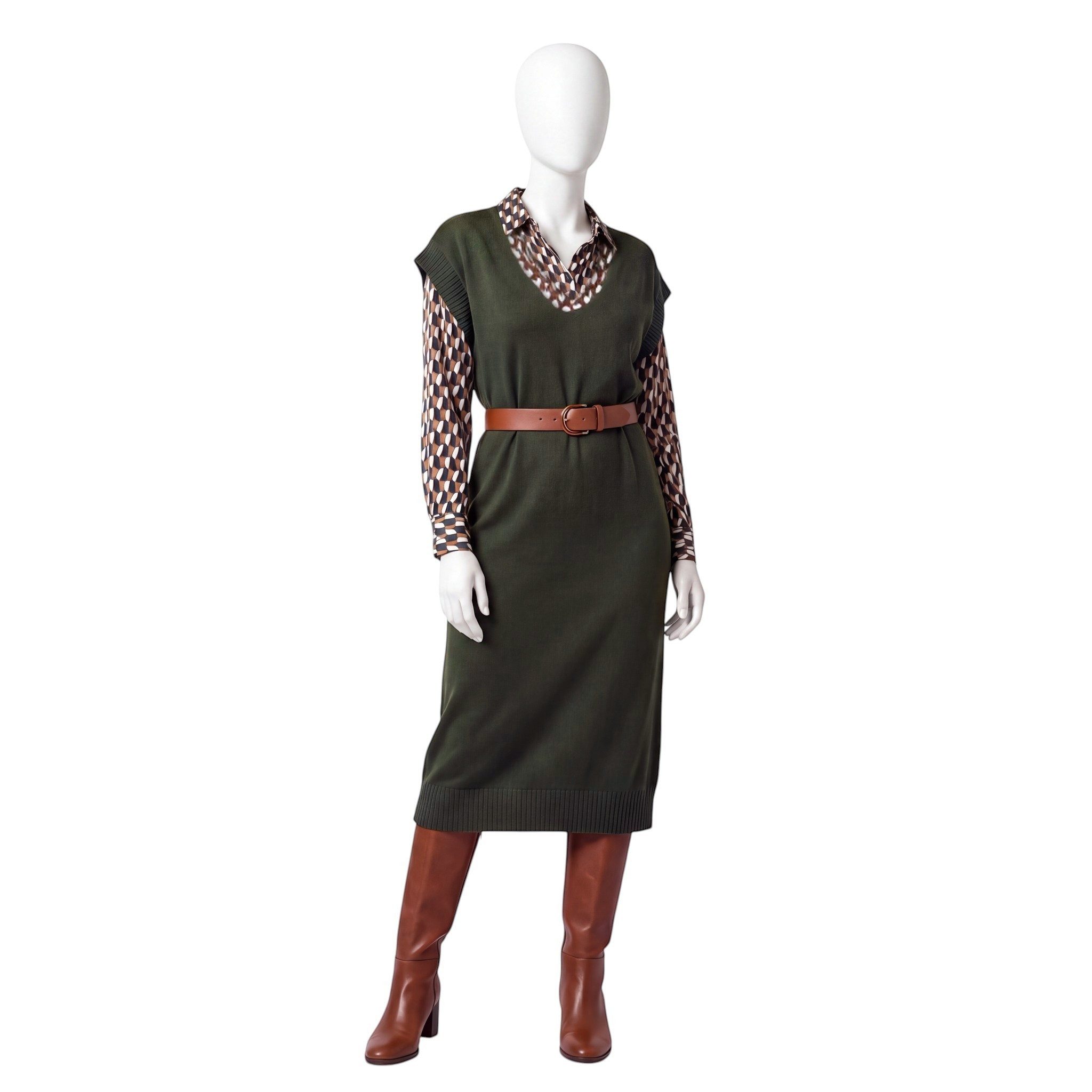 OriginalYou Strickkleid Damen Pullunderkleid Feinstrick Kleid Ärmellos mit V-Ausschnitt, One Size 38/42