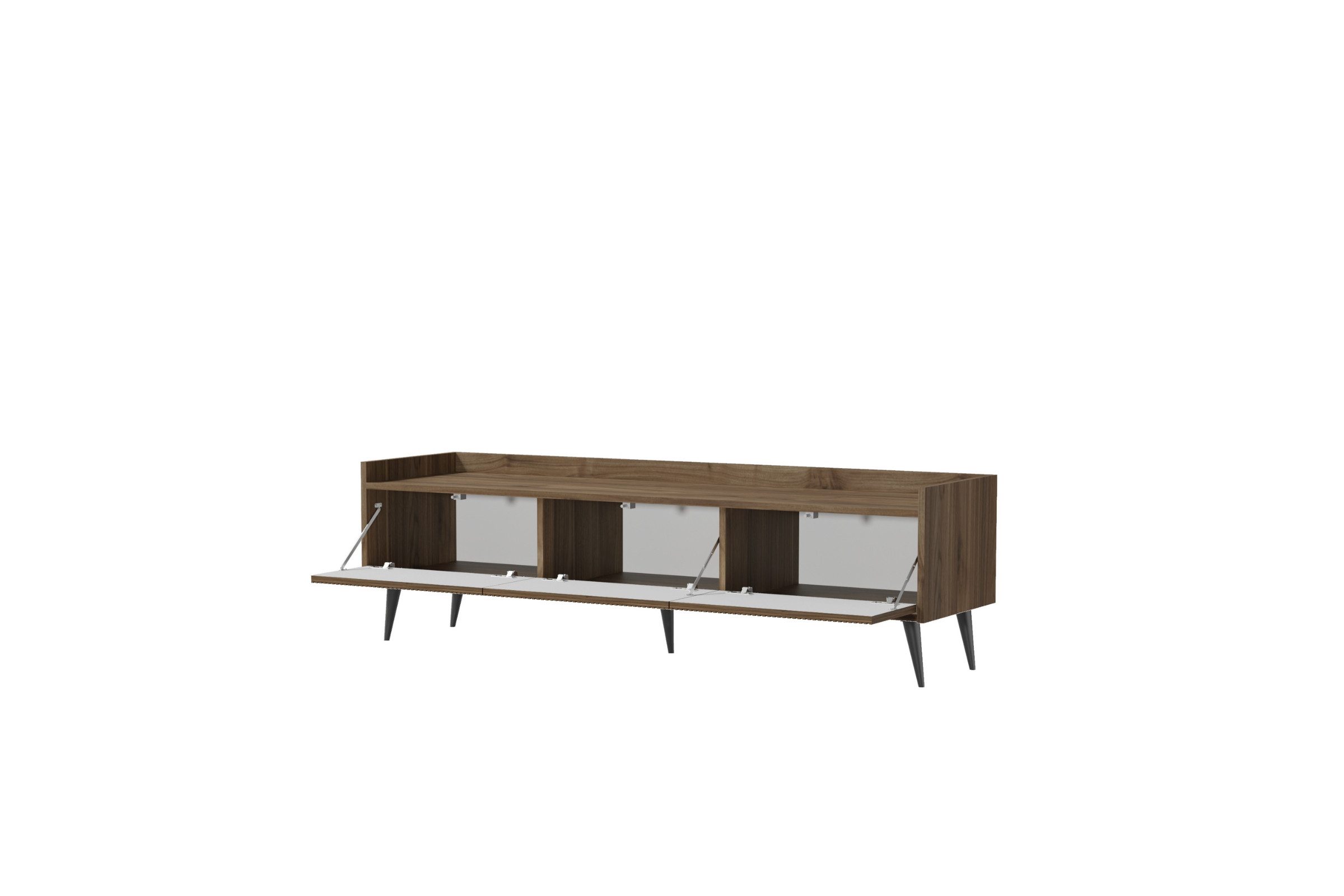 Deine Möbel 24 TV-Board DALIA 06 TV-Lowboard TV-Schrank 150 cm breit (DALIA-Kollektion, 1 St., ideal für Wohnzimmer), 3 Klappen, geriffelte Fronten