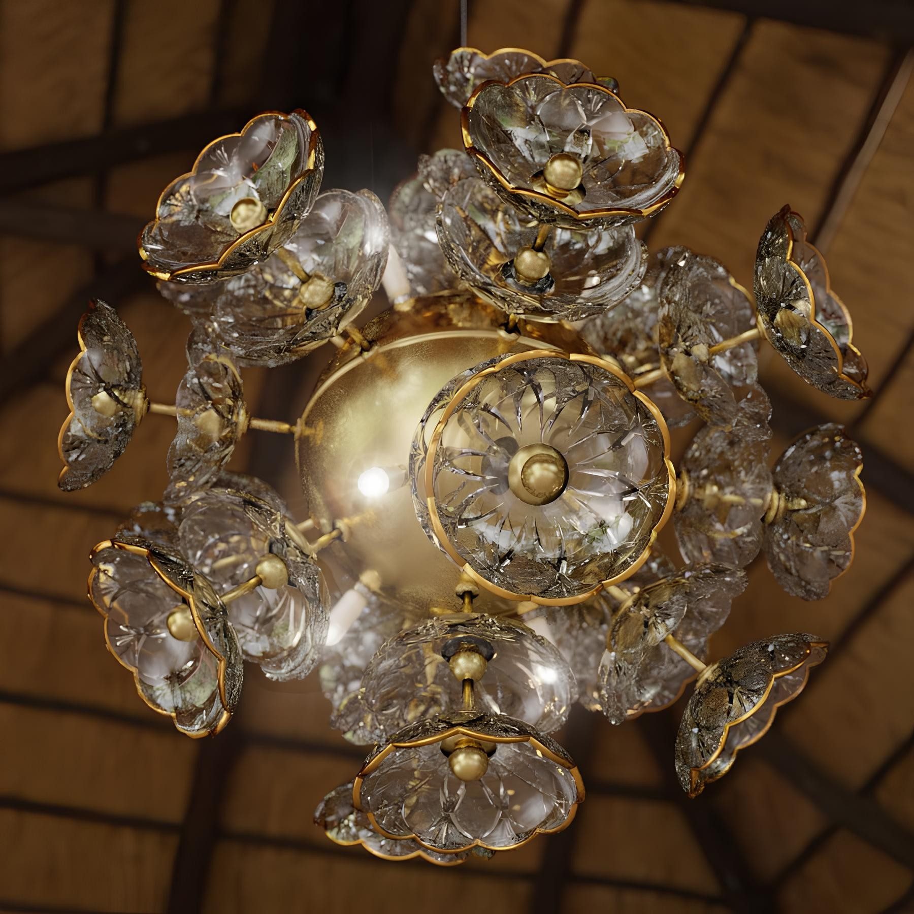 JVmoebel Kronleuchter Elite Bohemia Flower Deckenlampe in warmweißem Licht, Warmweiß, Made in Europa