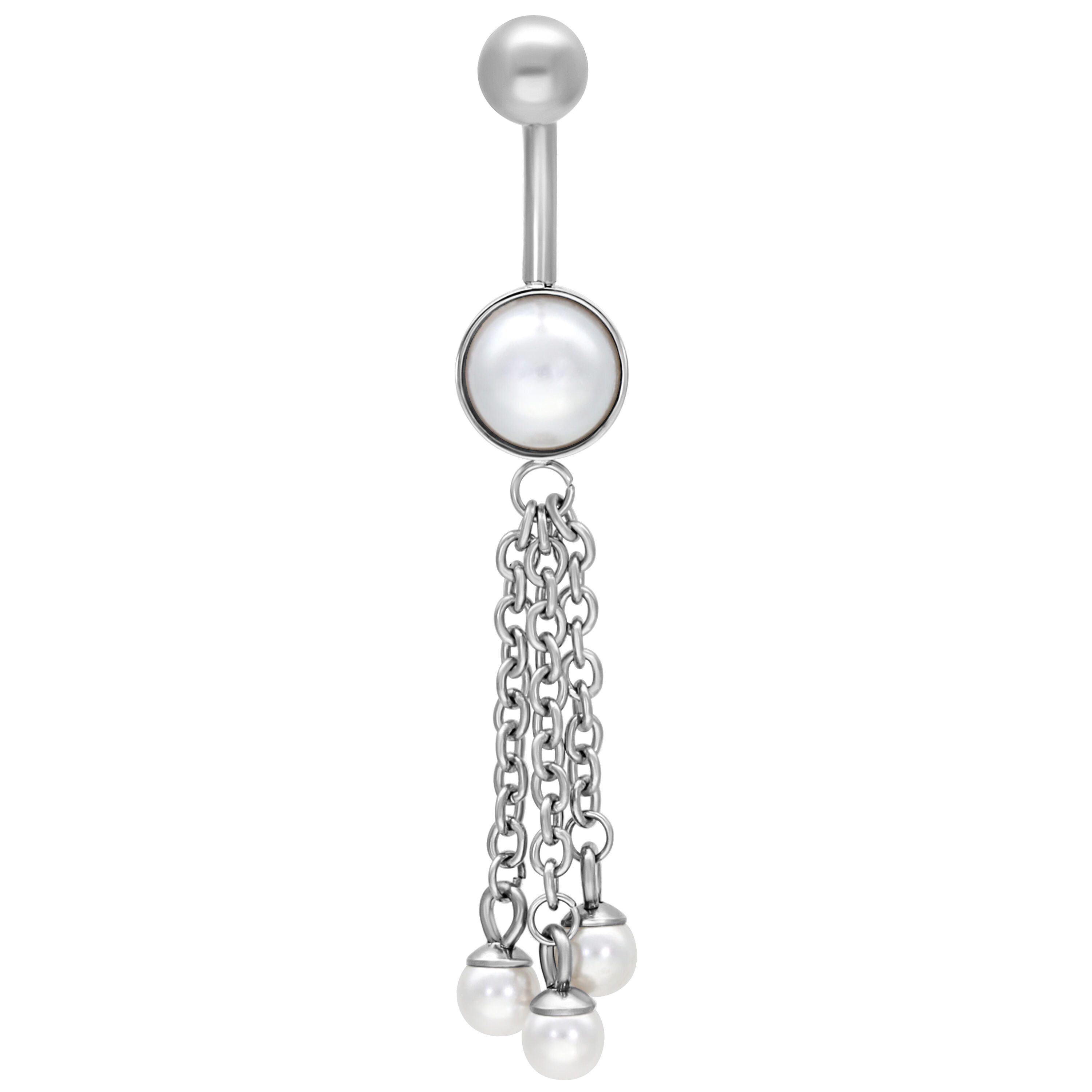 Wildcat Bauchnabelpiercing Dangling Pearl Bananabell für Bauchnabel, Länge: 10,0mm, 1 Stück, Chirurgenstahl 316L - wasserfest, langlebig, hautverträglich