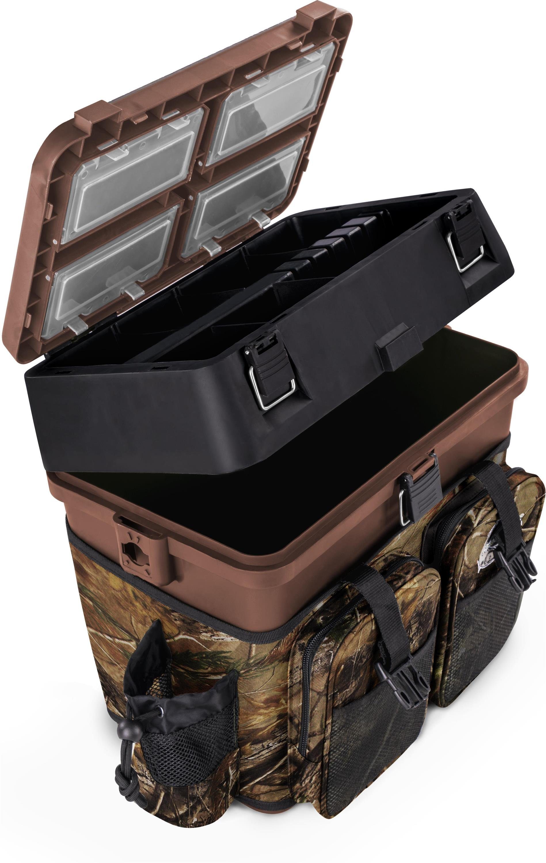 normani Angelkoffer Angelbox Bilbao, Angeltasche Sitzkiepe mit Rucksackfunktion und Tackle-Boxen