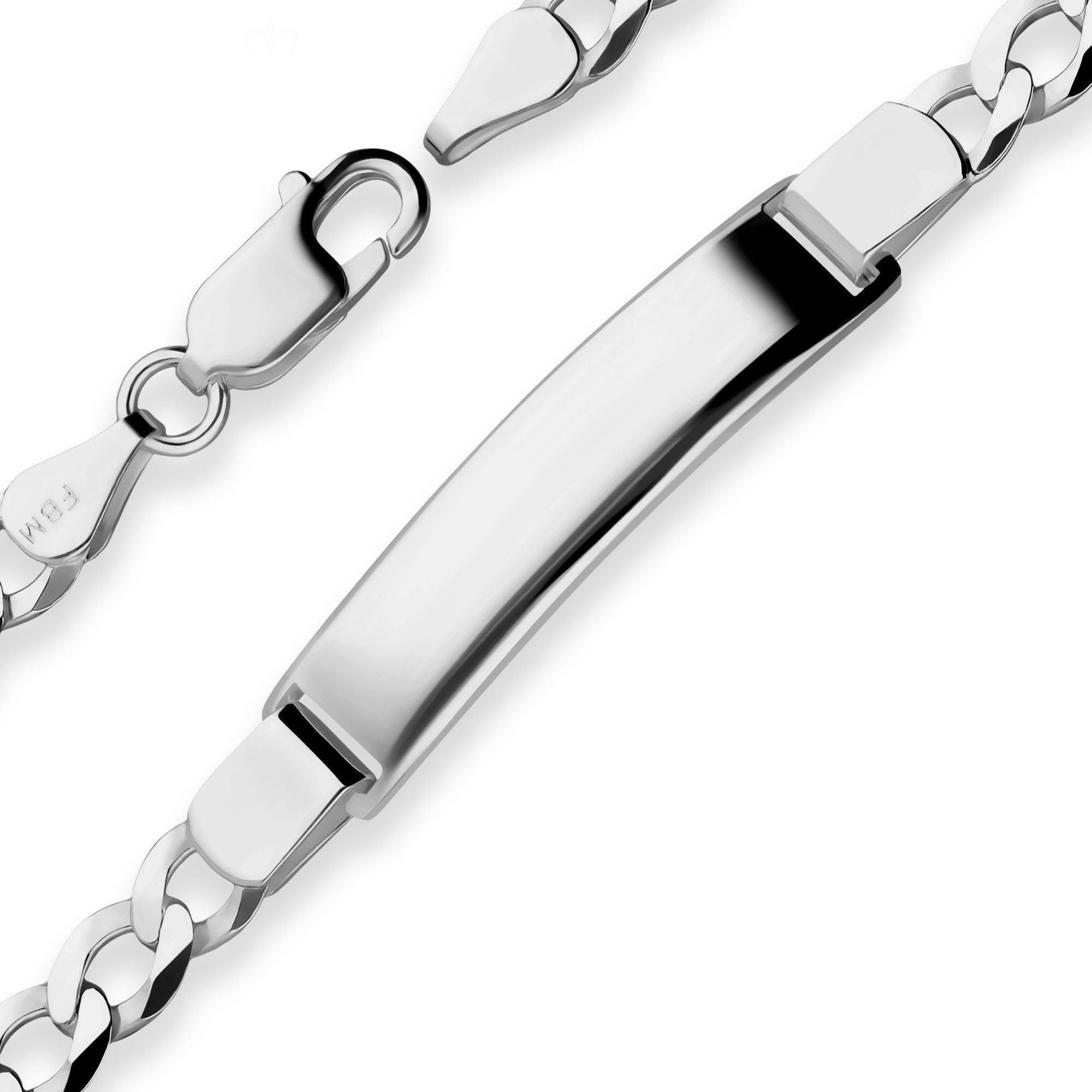 Schmuck Krone Panzerarmband 6mm Id-Armband Panzerkette Schildband aus 925 Silber rhodiniert, Silber 925