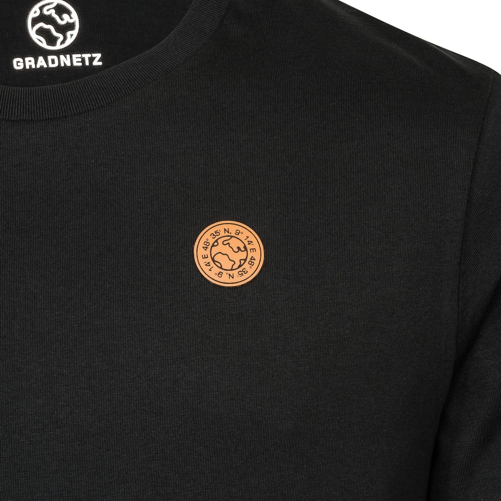 Gradnetz T-Shirt nachhaltig basic & schwarz fair 100% unisex leather Biobaumwolle
