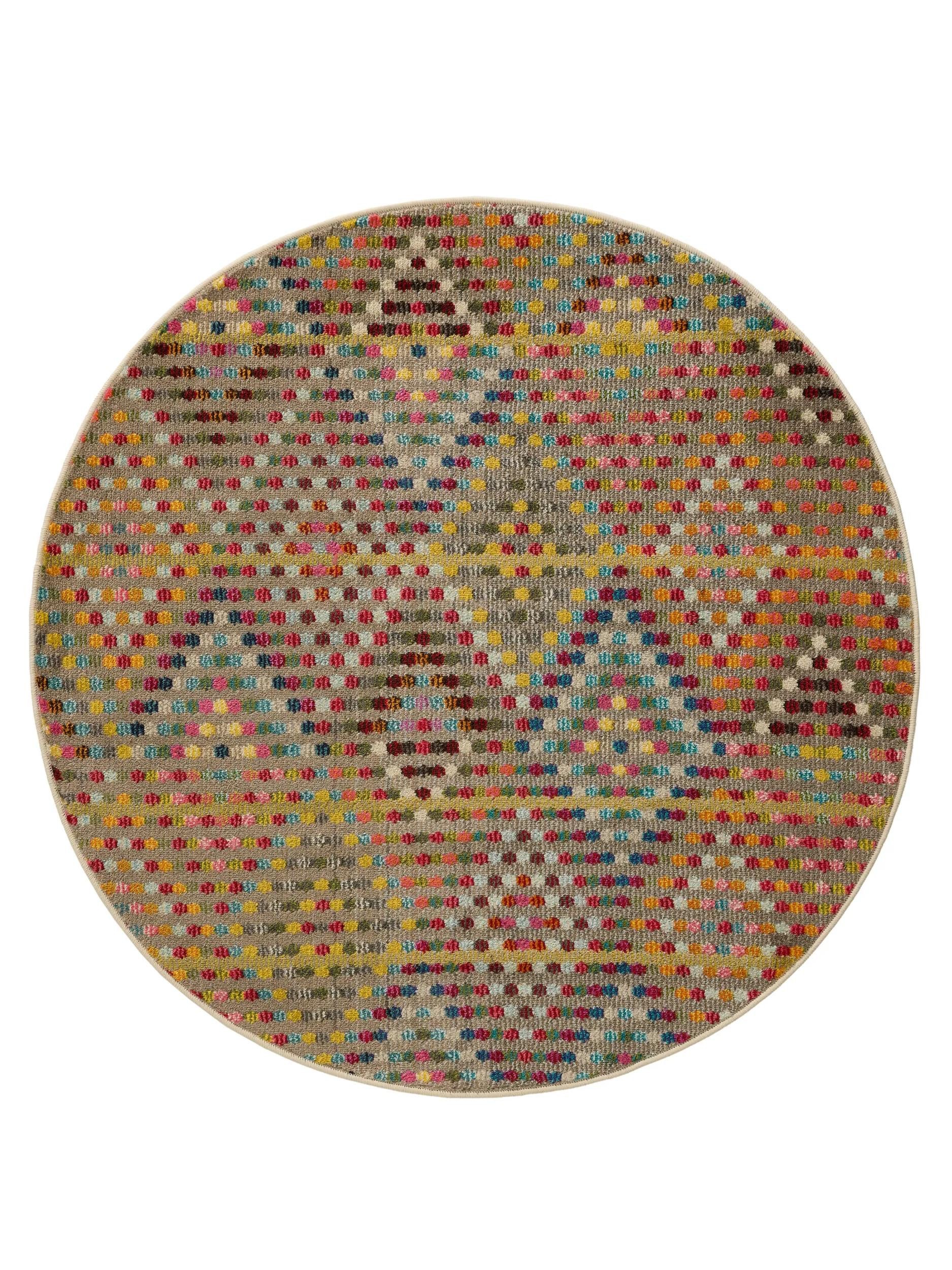 benuta Teppich Casa, rund, Höhe: 11 mm, Teppich Wohnzimmer, Esszimmer, Schlafzimmer, Flur, Farbenfroh, Retro