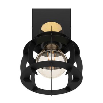 EGLO Deckenspot STILLINGTON 1, ohne Leuchtmittel, Wandleuchte, Wandspot aus Holz und Metall in Schwarz, Wohnzimmer, Flur