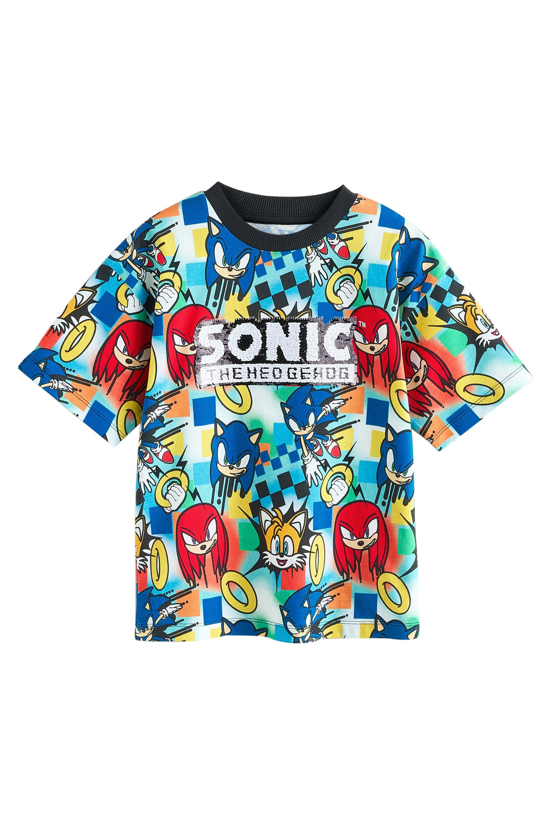 Next T-Shirt Sonic T-Shirt mit Wendepailletten 100 % Baumwolle (1-tlg)