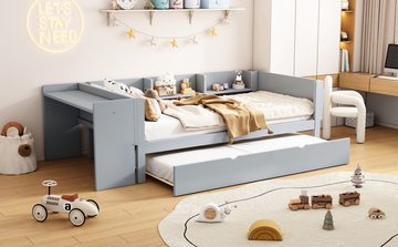 FUROKOY Daybett Multifunktionales Kinderlernbett mit Schreibtisch und Schubladen, (Home Schlafzimmer Bett Einzelbett Jugendbett(Ohne Matratze), Flachbett mit ausziehbarem Bett, Blau