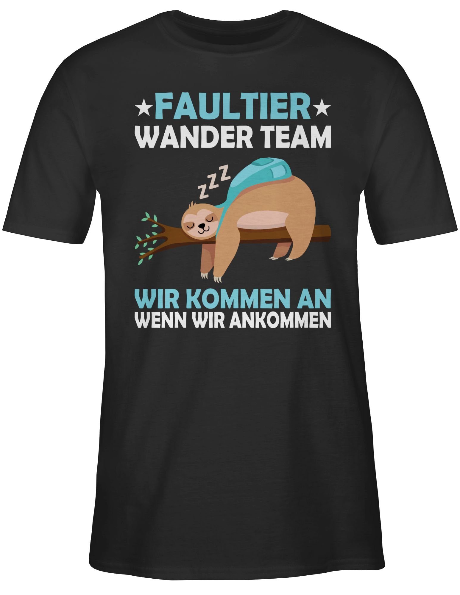 Shirtracer T-Shirt Faultier Wander Team mit Sprüche 01 Hiking Spruch Schwarz Statement