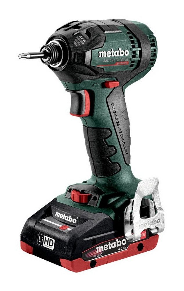 metabo Akku-Schlagschrauber SSD 18 LTX 200 BL, 2900 U/min, 200 Nm, 2 x 4 Ah LiHD im Kunststoffkoffer