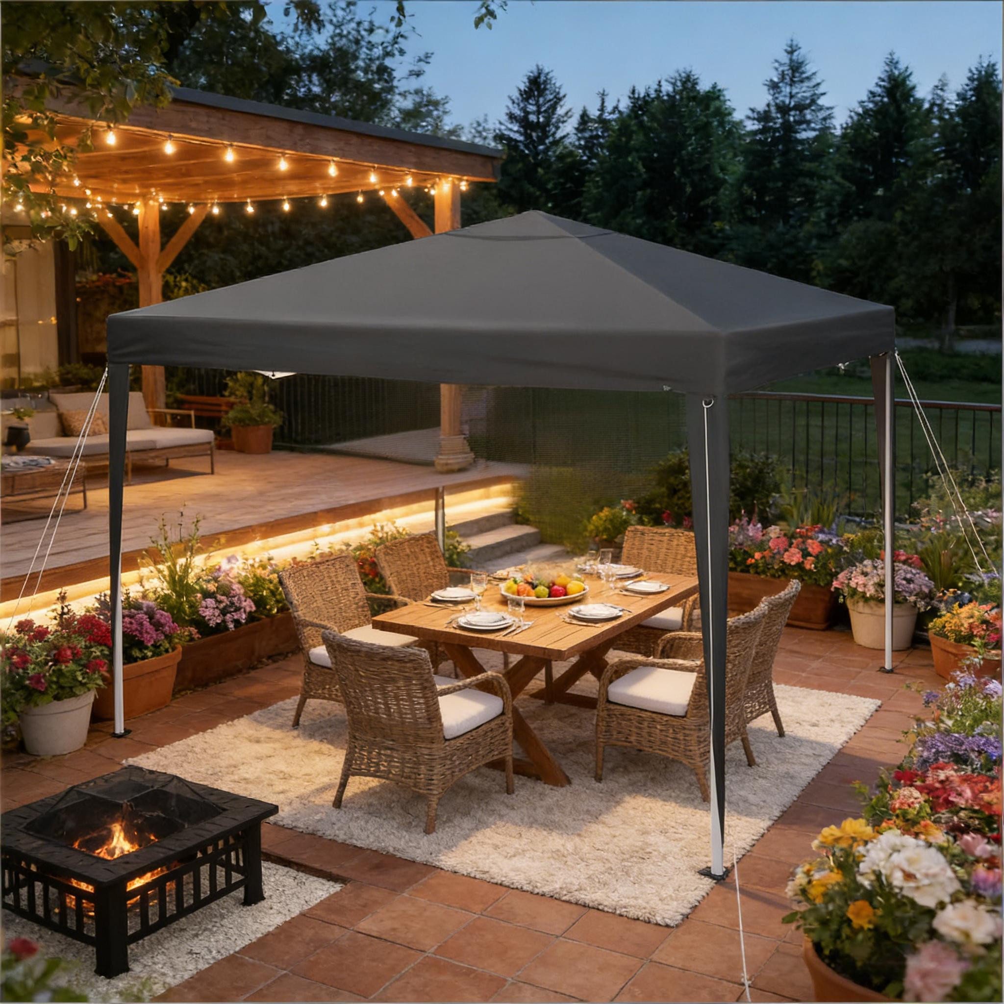 CHICFURN Pavillon Tragbarer Pop-up Gazebo mit Tragetasche für Outdoor und Garten, (Packung), Ideal für Feiern und Veranstaltungen, Anthrazit 3 × 3 m