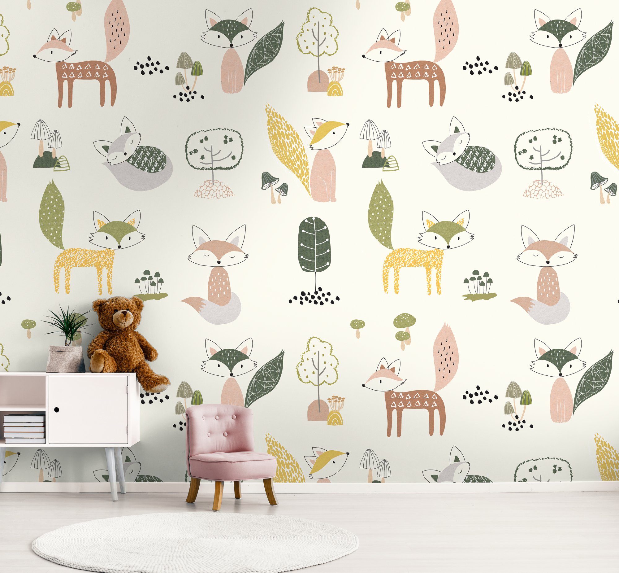 Bricoflor Waldtiere Tapete Für Kinderzimmer Fuchs Tapete Bunt Für Mädchenzi günstig online kaufen