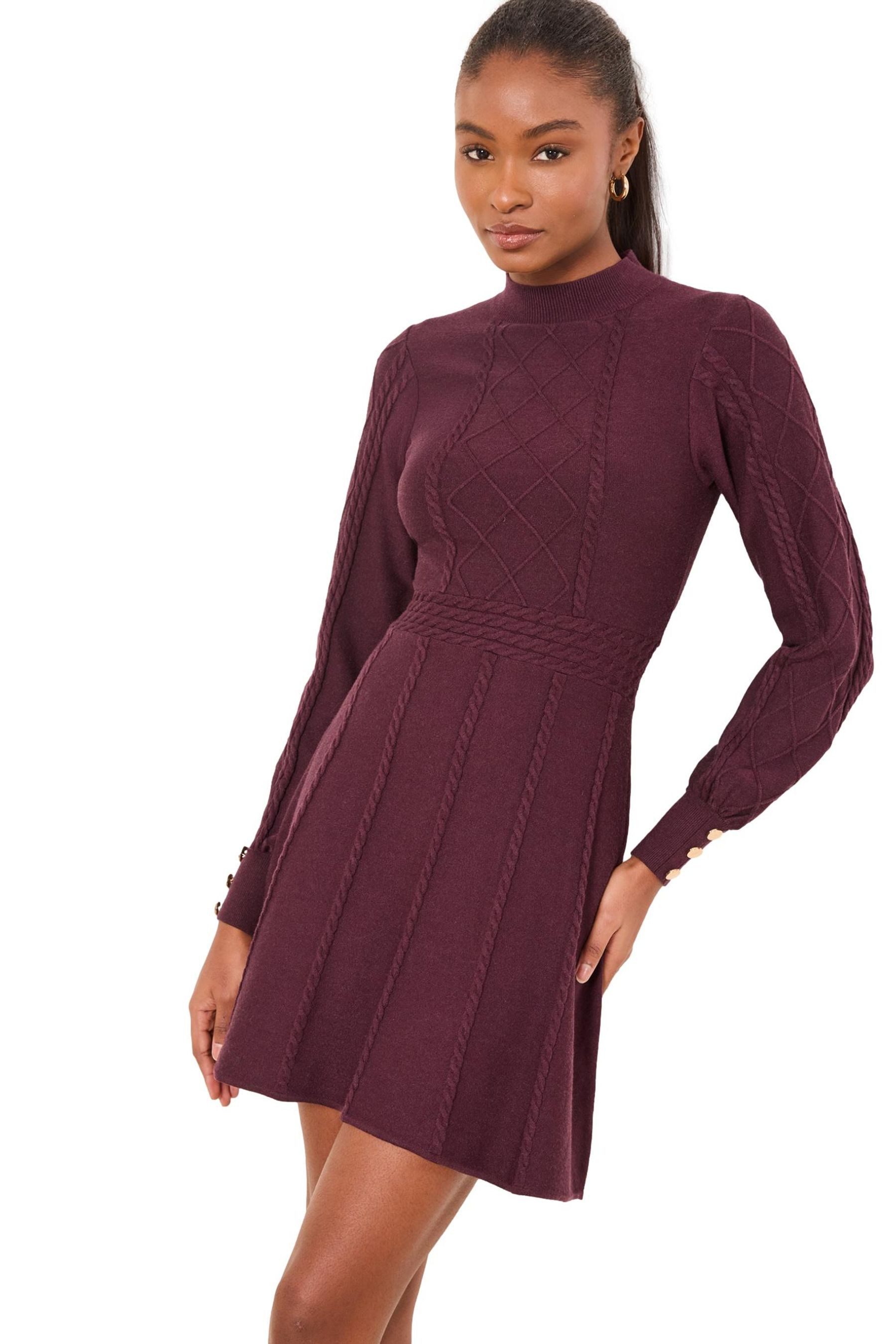 LIPSY Minikleid Lipsy Langärmeliges Kleid im kleinen Rautenstrick (1-tlg)