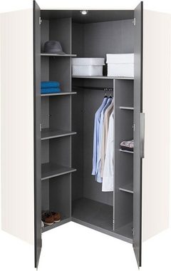 Wimex Eckschrank Level (1-St) 120x120x236cm weiß / Grauglas, inkl. Beleuchtung